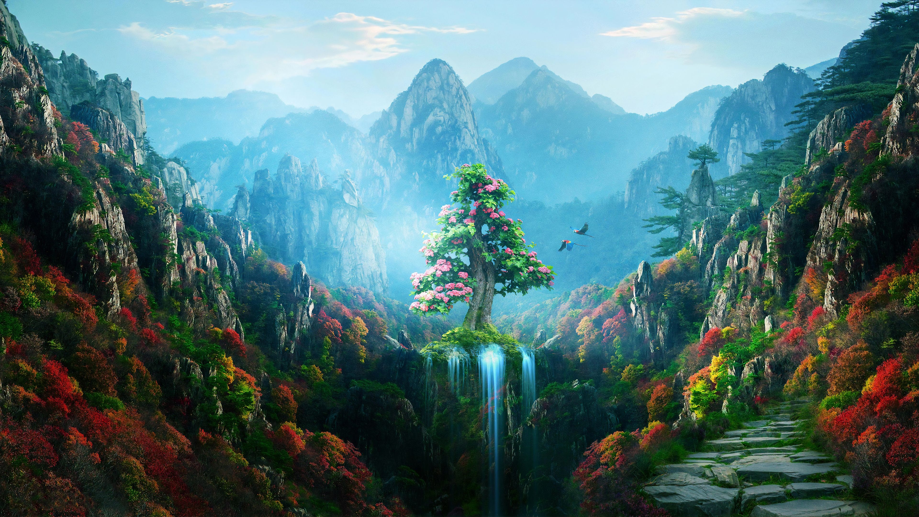 3840x2160 Wallpaper 4k Spring Autumn Colorful Nature Magical Forest 4k 4k Wallpaper, Autumn Wallpaper, Colorful Wallpaper, Wallpaper, Forest Wallpaper, Hd Wallpaper, Macaw Wallpaper, Nature Wallpaper, Parrot Wallpaper, Spring Wallpaper, Desktop