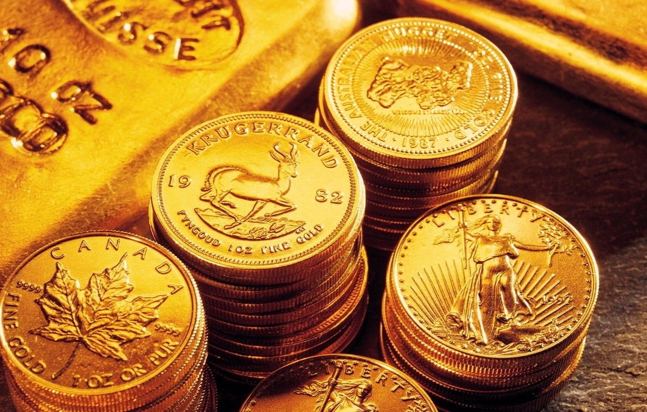 1340x850 Wallpaper gold, coins, bars image for desktop, section макро, Desktop