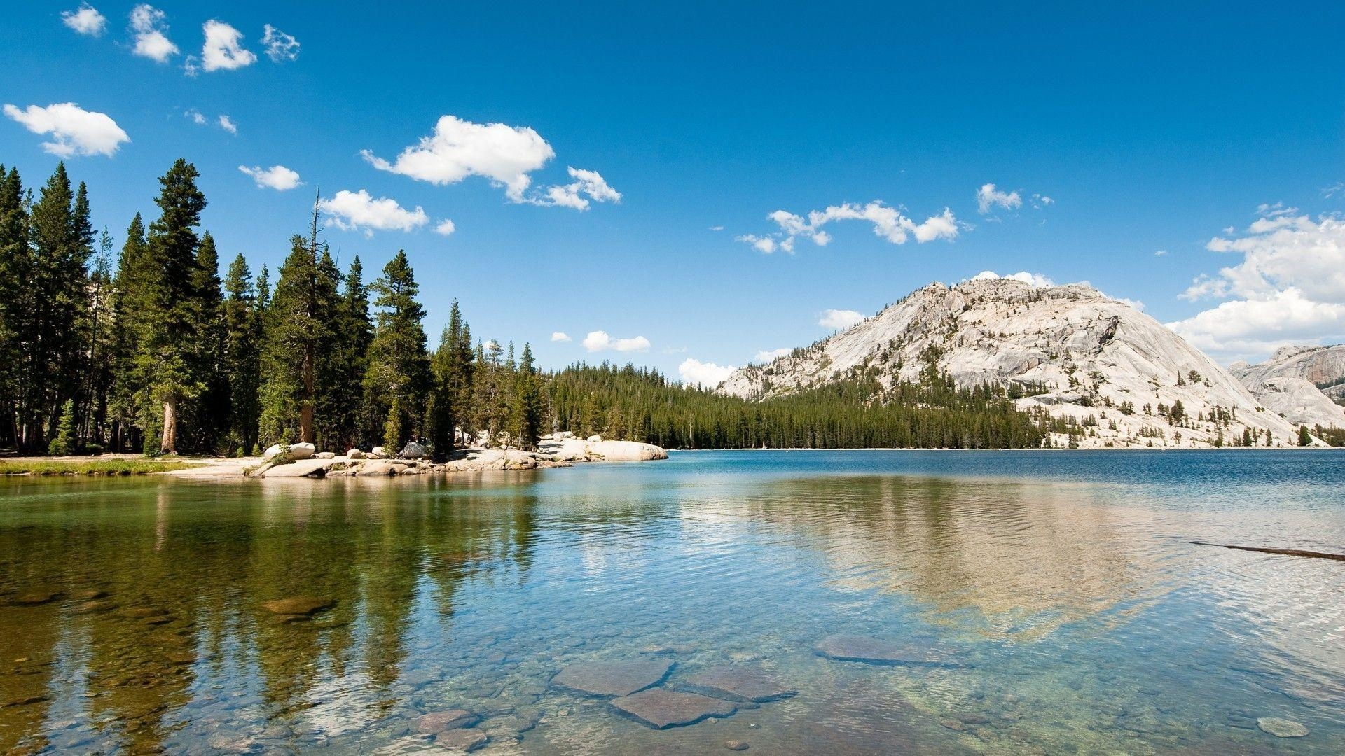 1920x1080 landscape nature lake hills forest pine trees yosemite national park, Desktop