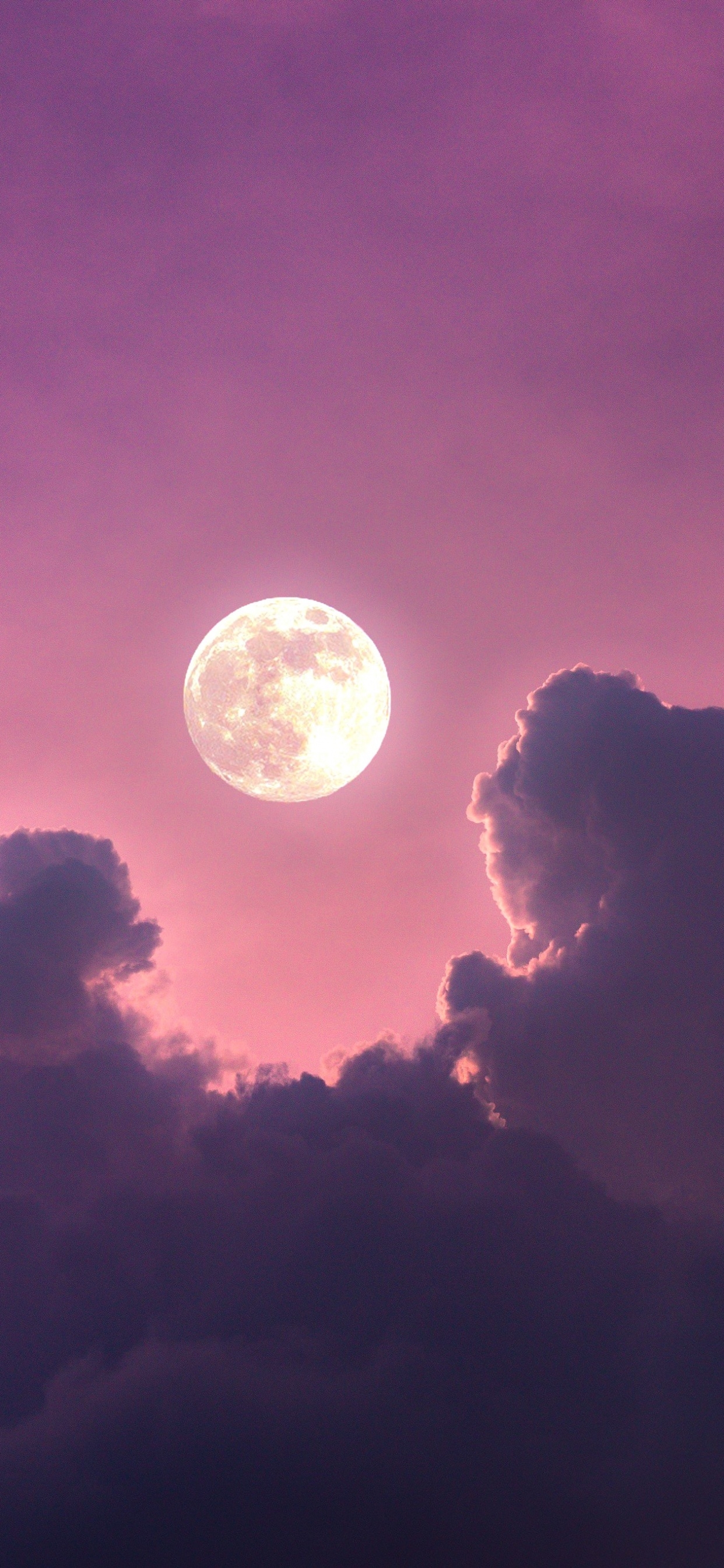 1250x2690 Full moon Wallpaper 4K, Clouds, Pink sky, Scenic, Aesthetic, Nature, Phone