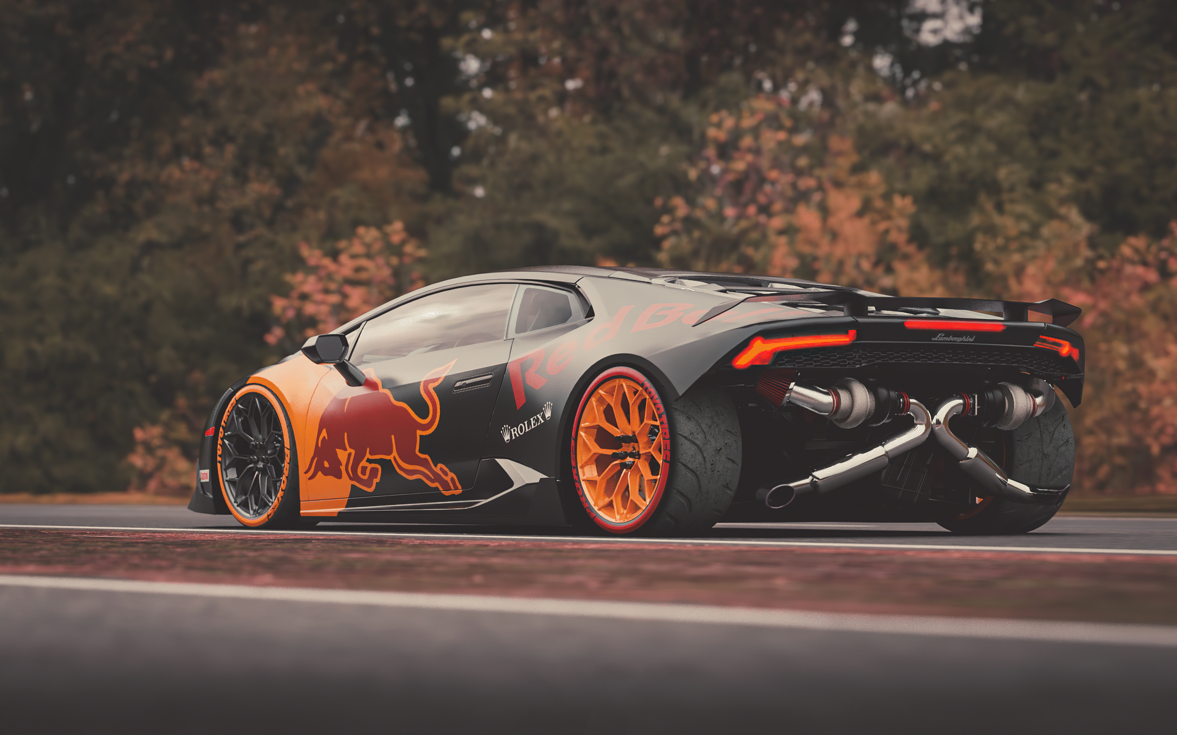 3840x2400 Wallpaper 4k Red Bull Lamborghini Huracan 4k Rear Wallpaper, Desktop