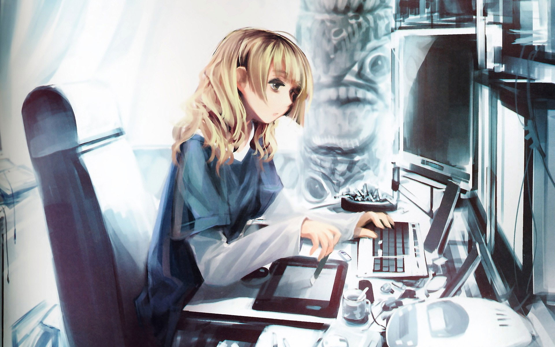 1920x1200 Wallpaper Lofi Anime Girl With Computer • Wallpaper For You HD Wallpaper For Desktop & Mobile, Desktop