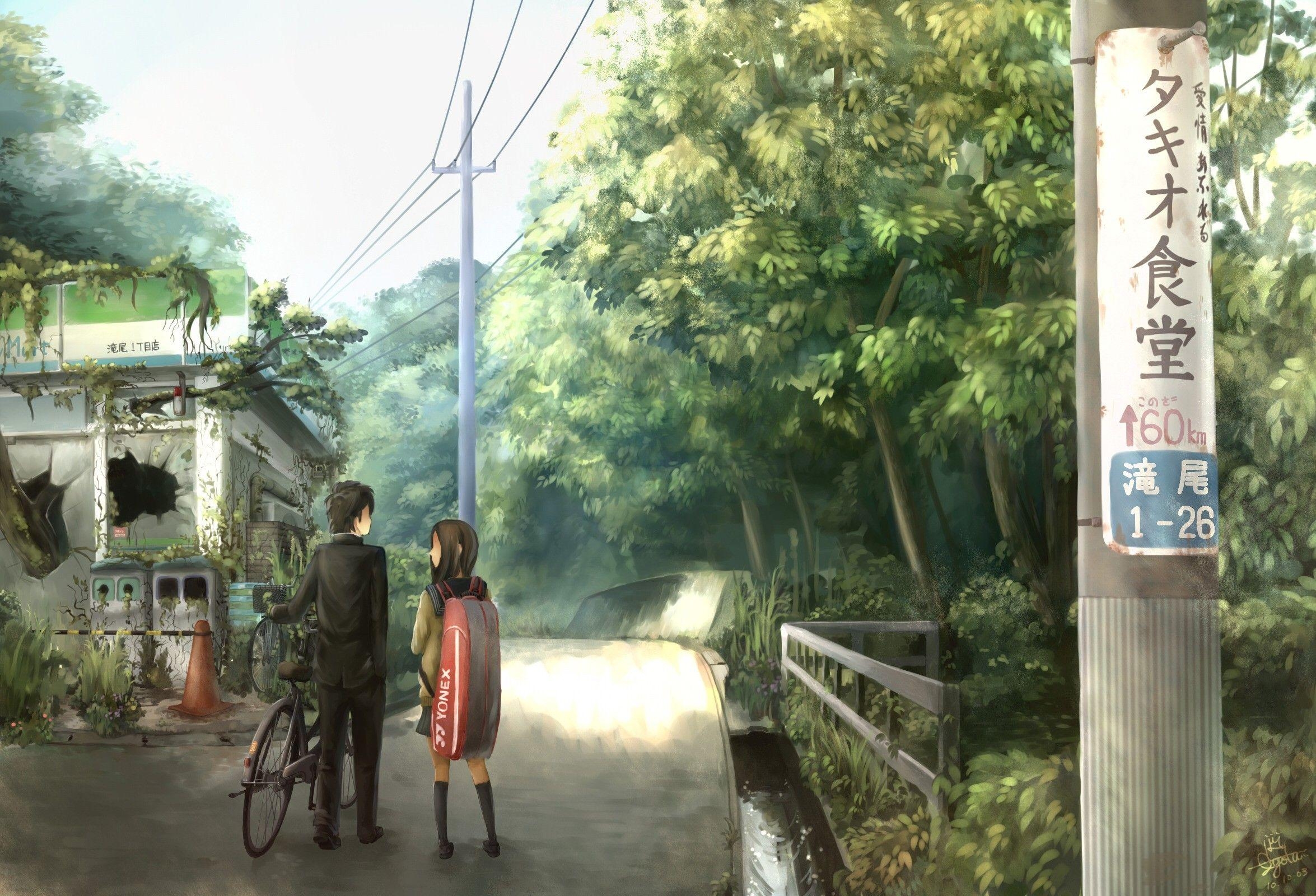 2350x1600 Nature bicycles anime girls wallpaperx1600, Desktop