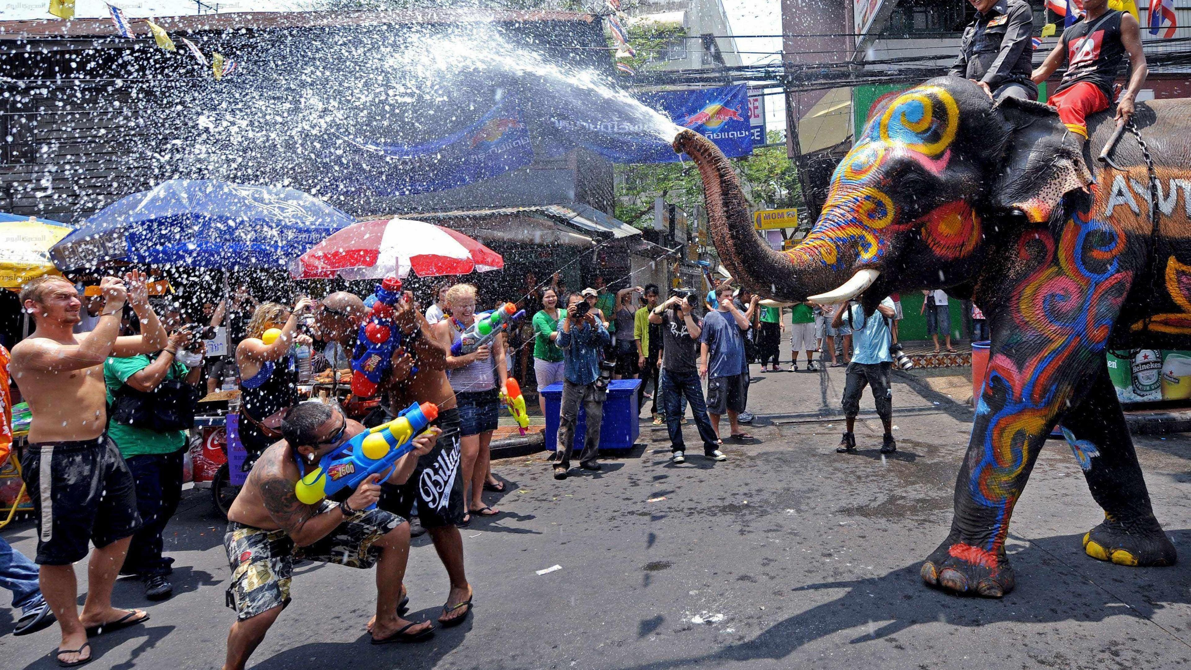 3840x2160 Wallpaper Songkran, Thai New Year, Thailand, Water Festival, Desktop