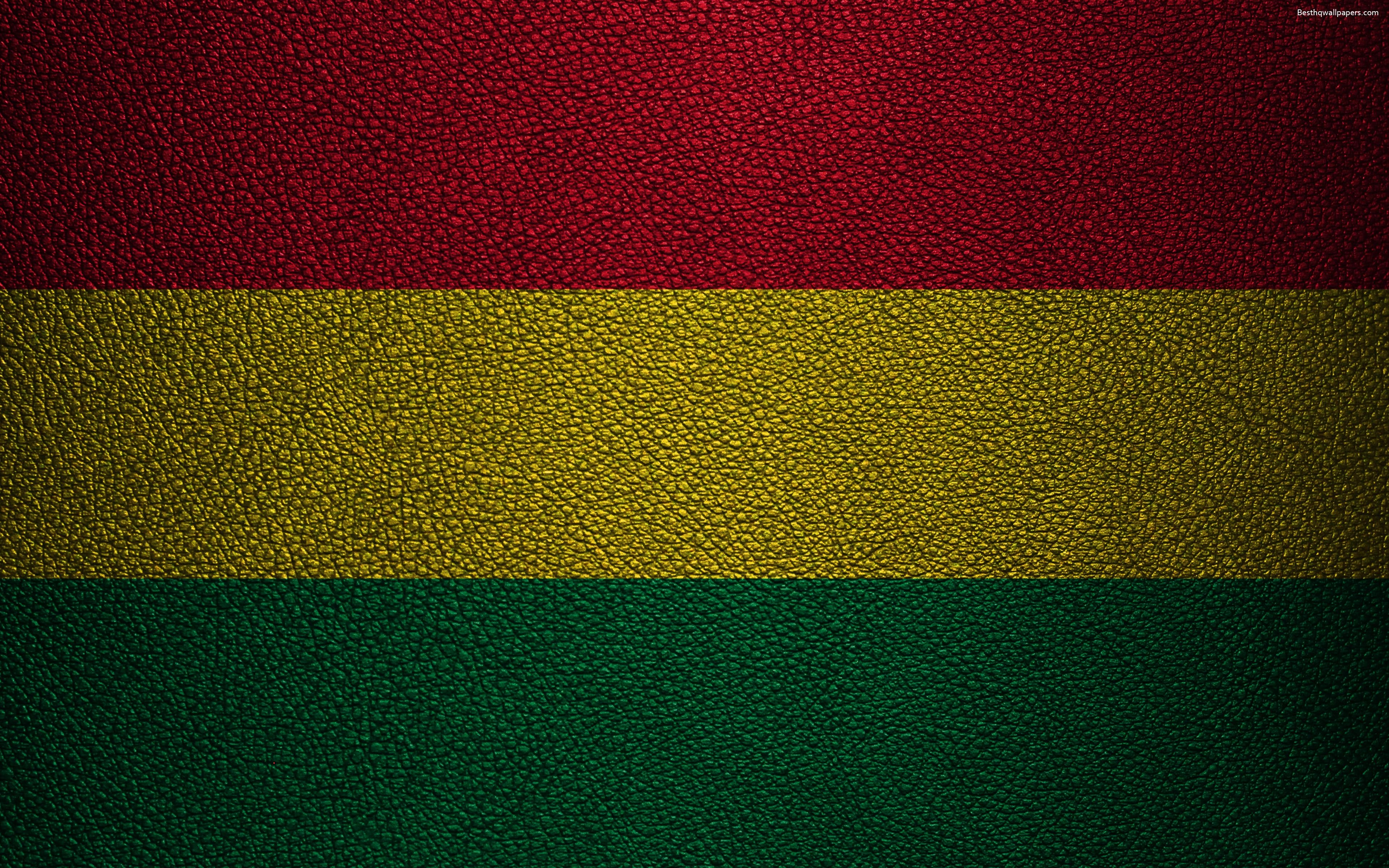 3840x2400 Download wallpaper Flag of Bolivia, 4K, leather texture, Bolivian, Desktop