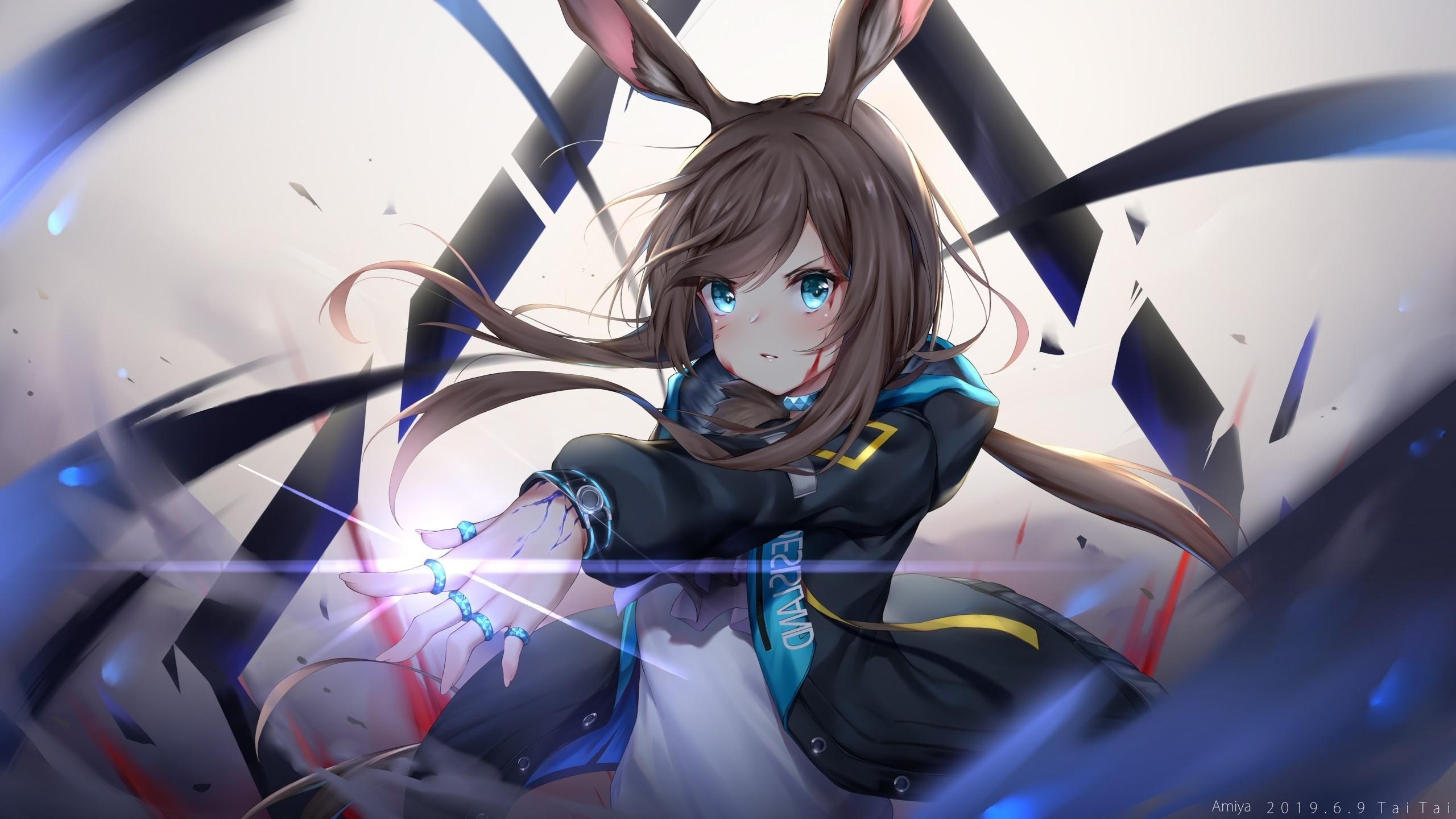 2560x1440 Download  Arknights, Amiya, Brown Hair, Animal Ears, Desktop