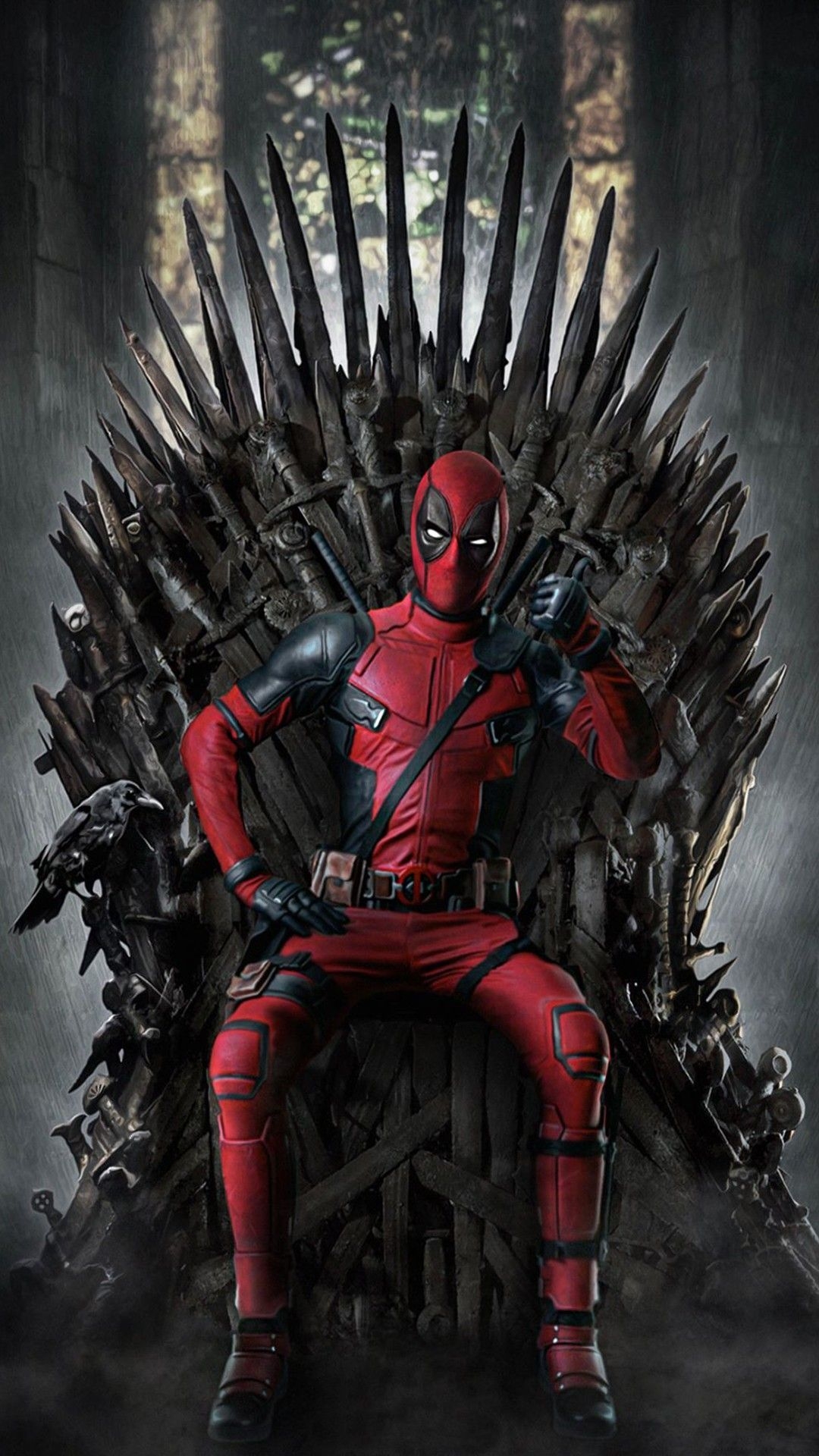 1080x1920 Deadpool on the throne. Deadpool wallpaper, Marvel comics wallpaper, Deadpool art, Phone