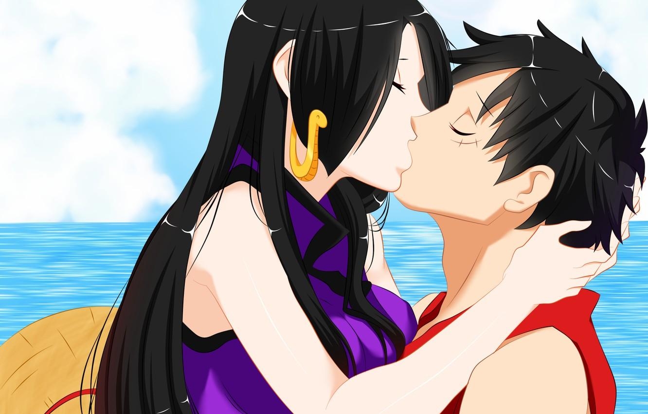 1340x850 Wallpaper love, kiss, anime, art, One Piece image for desktop, Desktop