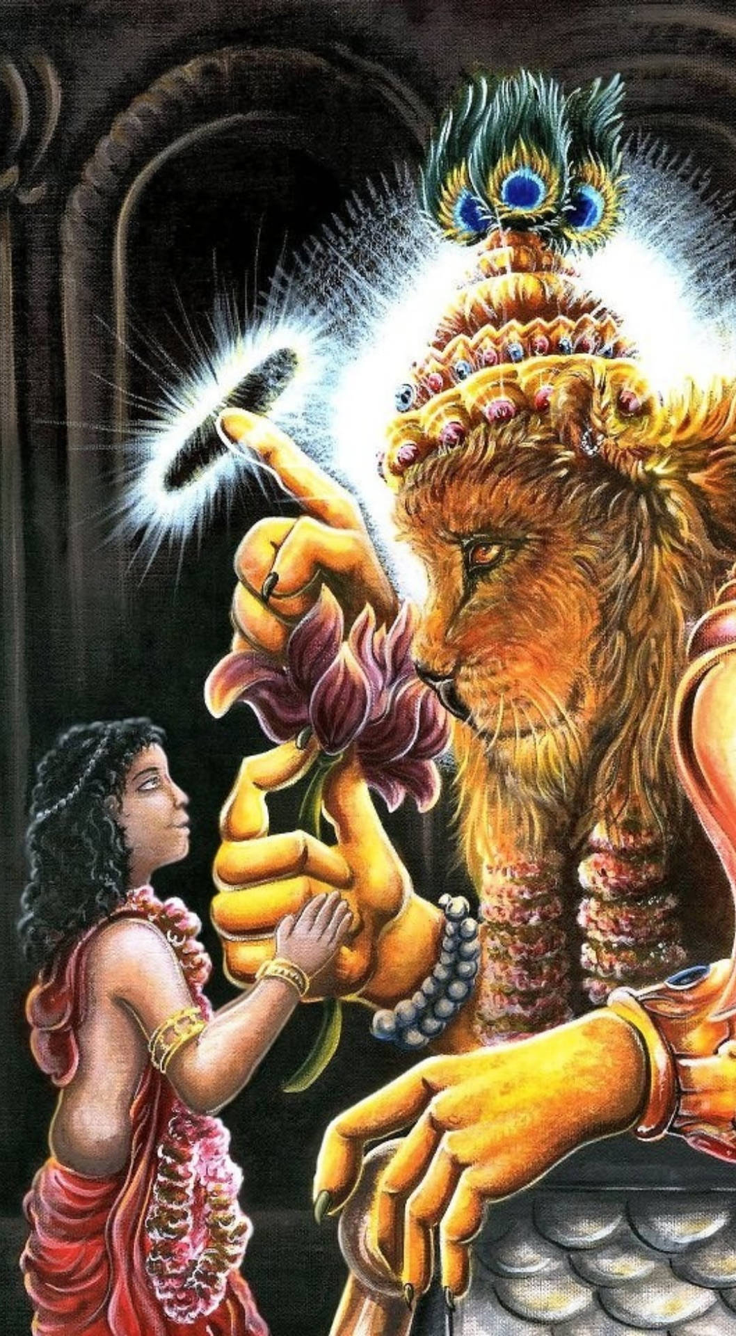 1060x1920 Download Lord Narasimha With A Child Wallpaper, Phone