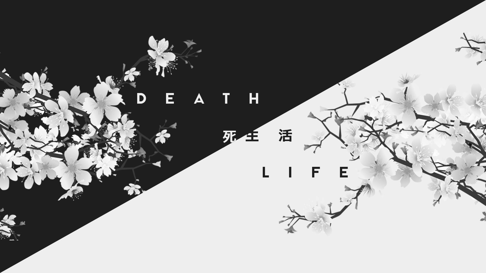 1920x1080 #death, #Japan, #kanji, #life, #dark, #white, wallpaper. Mocah HD Wallpaper, Desktop