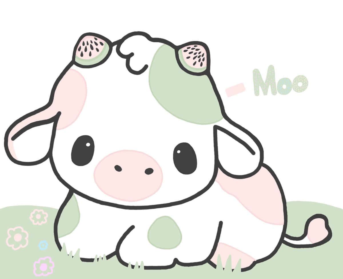 1200x980 Download A Cute Little Cow With Pink, Desktop