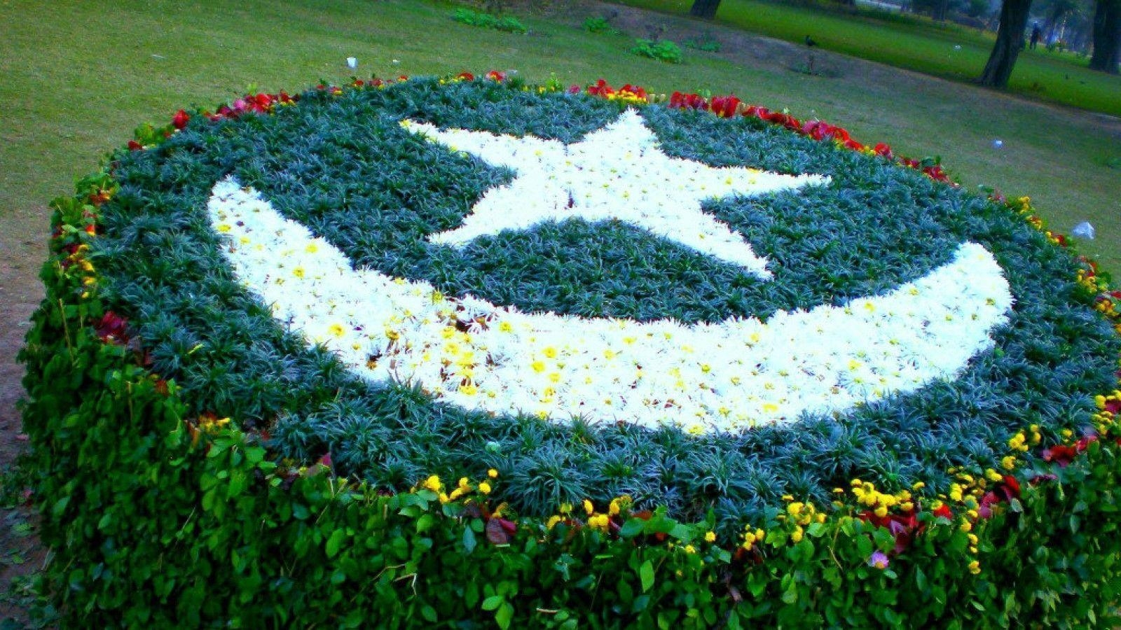 1600x900 Pakistani Flag Art With Grass And Flowers  HD Wallpaper, Desktop