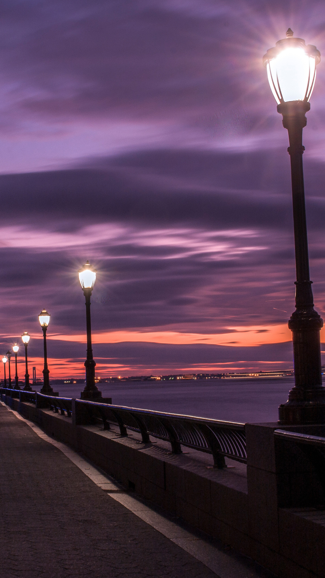 1080x1920 Evening Street Lamp Beside Bay 4k iPhone 6s, 6 Plus, Pixel xl , One Plus 3t, 5 HD 4k Wallpaper, Image, Background, Photo and Picture, Phone