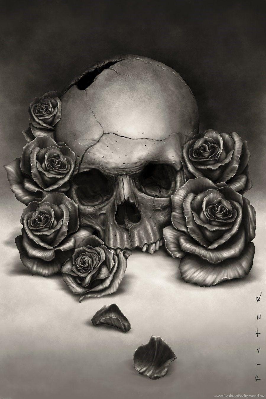 900x1350 Skull Roses Wallpaper By RodgerPister Desktop Background, Phone