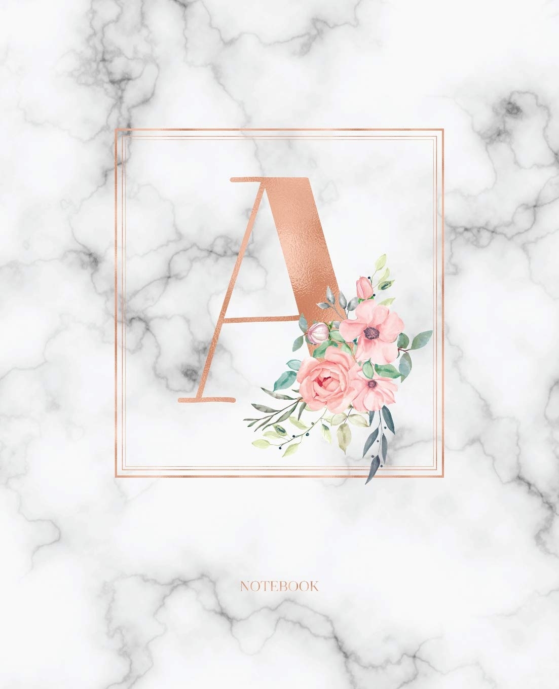 1110x1360 Notebook: Rose Gold Monogram Initial Letter A with Marble and Pink, Phone