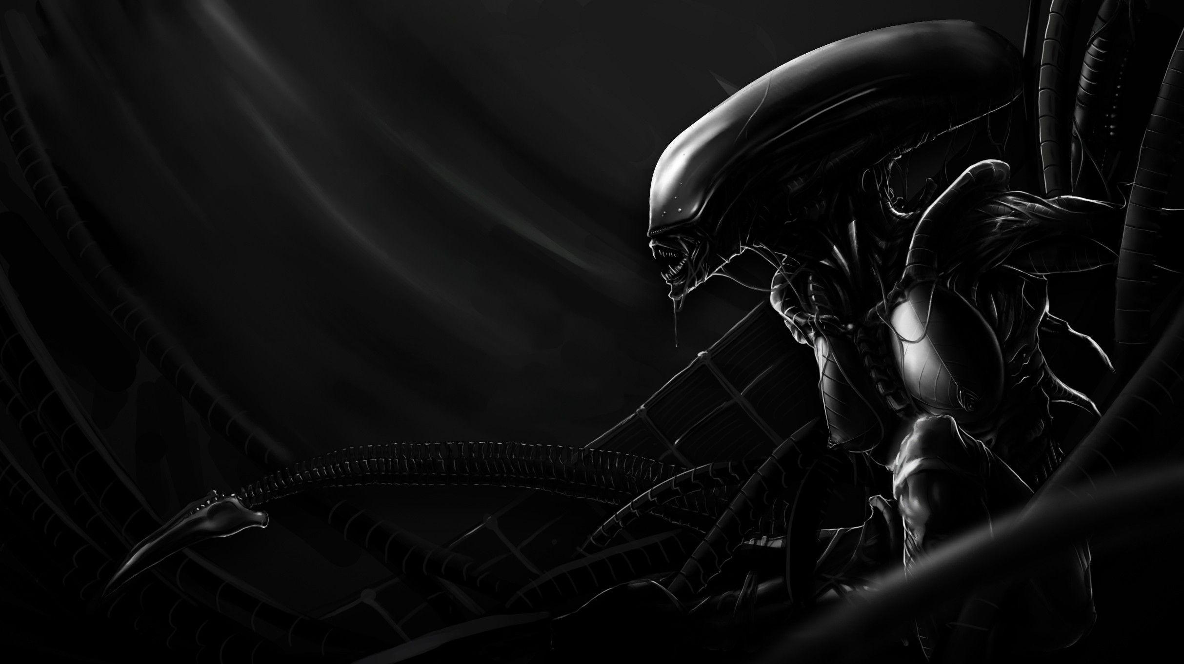 2430x1370 Xenomorph, Boobs, Digital art, Science fiction, Aliens Wallpaper, Desktop