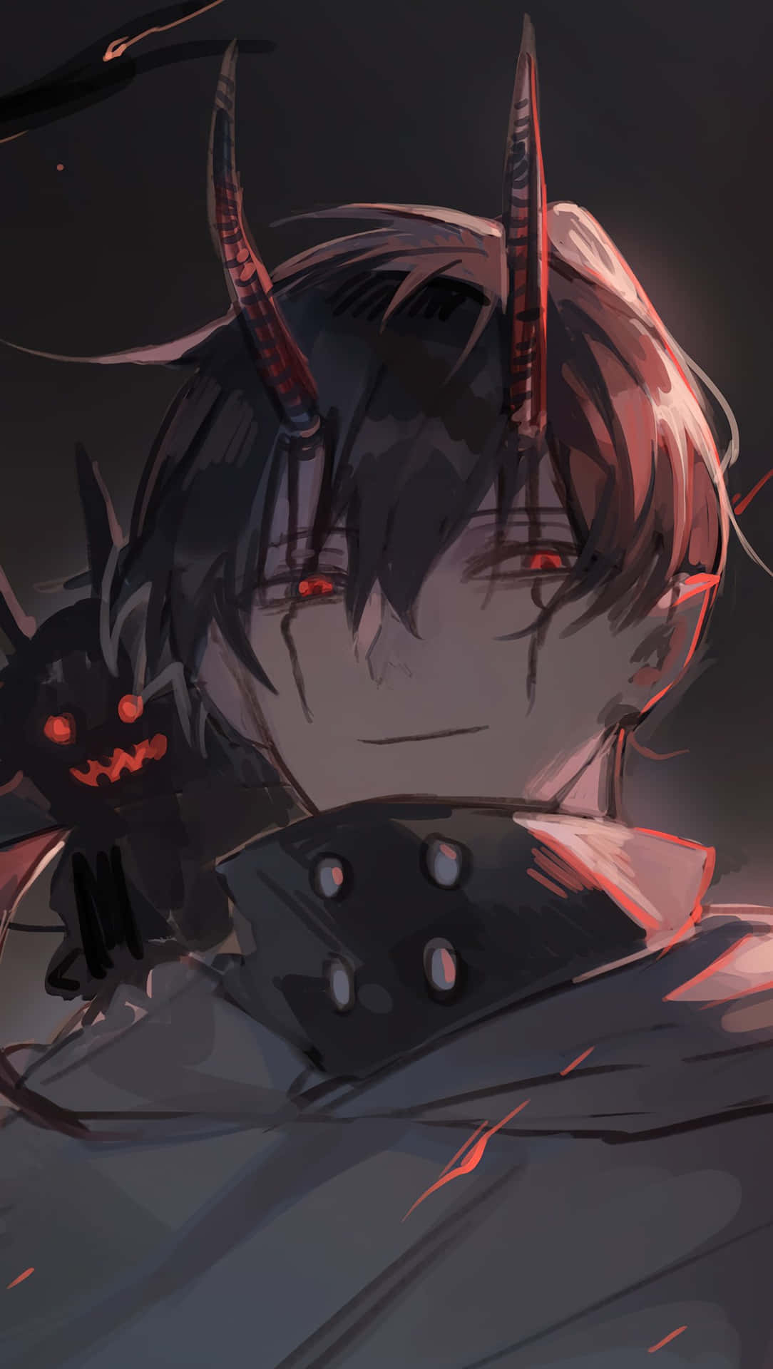 1090x1920 Download Black Anime Pfp Of Demon Boy Wallpaper, Phone