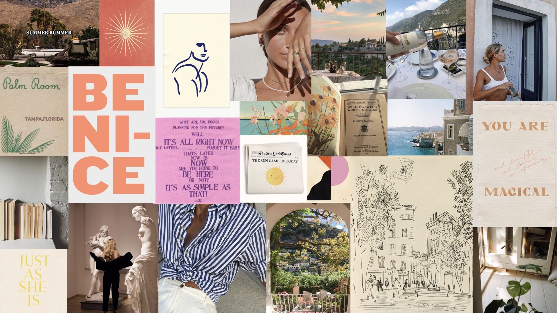 1920x1080 Spring Summer 2020 Mood Boards. Spring Desktop Wallpaper, Aesthetic Desktop Wallpaper, Vintage Desktop Wallpaper, Desktop