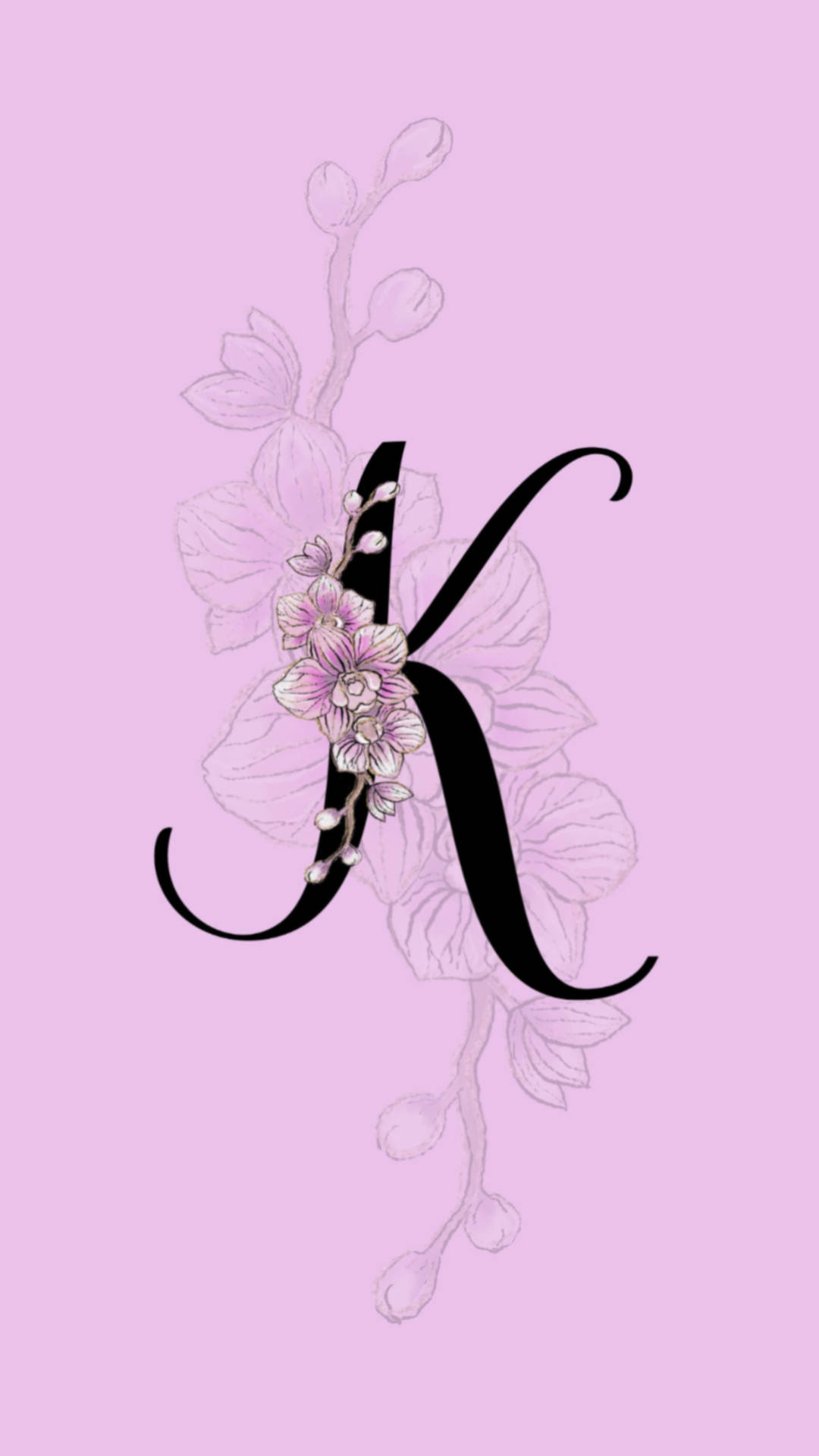 1080x1920 Download Letter K Orchid Design Wallpaper, Phone