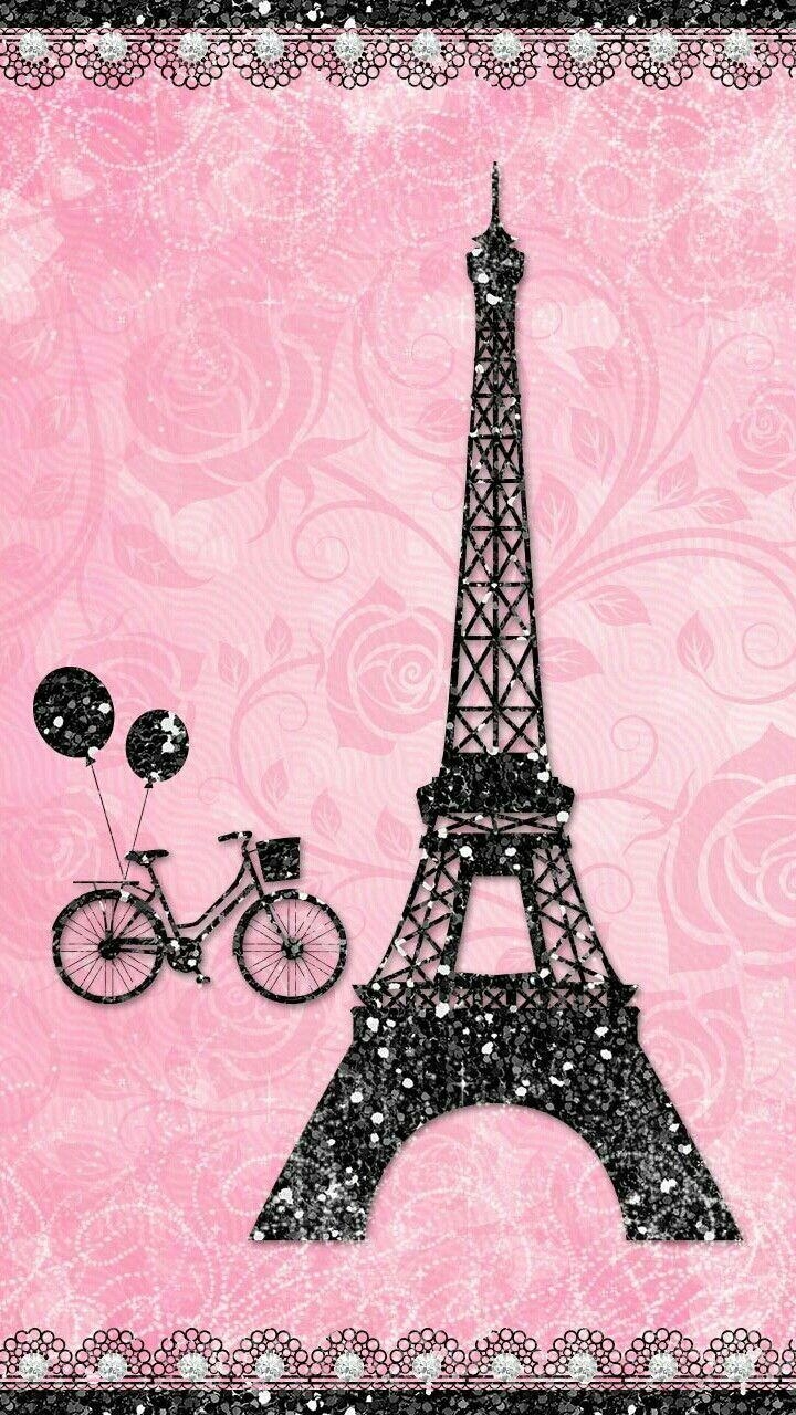 720x1280 Pink Sparkly Paris Eiffel Wallpaper. *Pink and Flowers Wallpaper, Phone