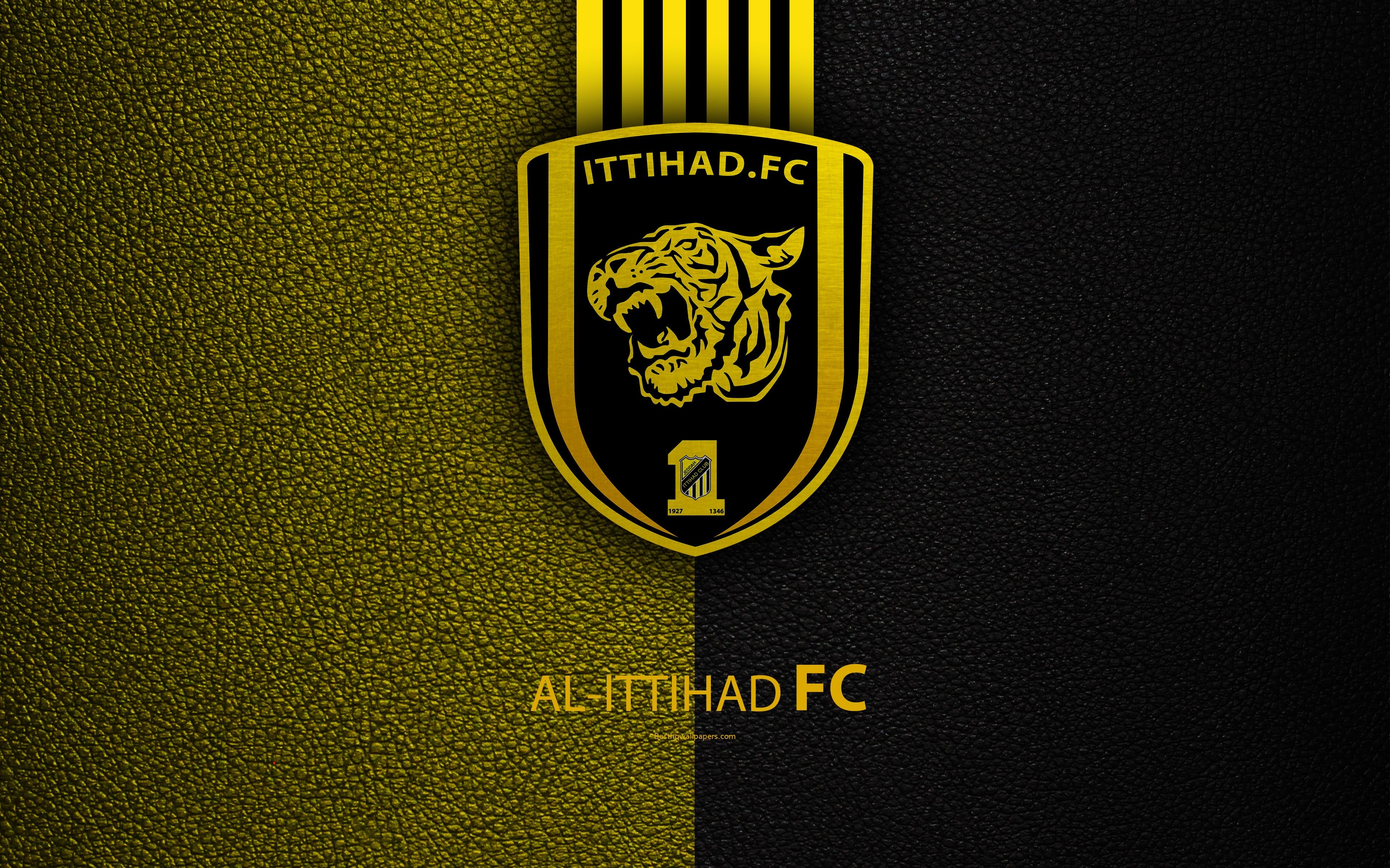 3840x2400 Download Wallpaper Al Ittihad, 4K, Saudi Football Club, Leather, Desktop