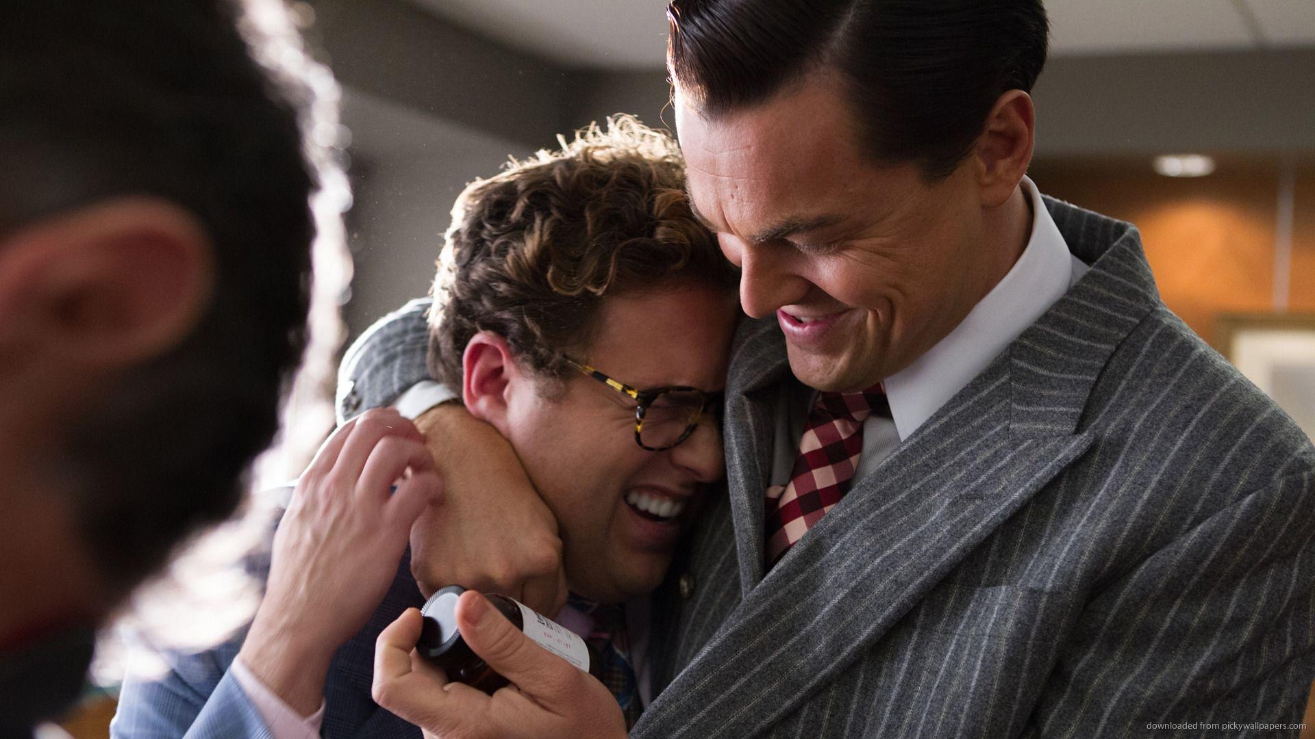 1920x1080 Download  Leonardo DiCaprio Hugs Jonah Hill Wallpaper, Desktop