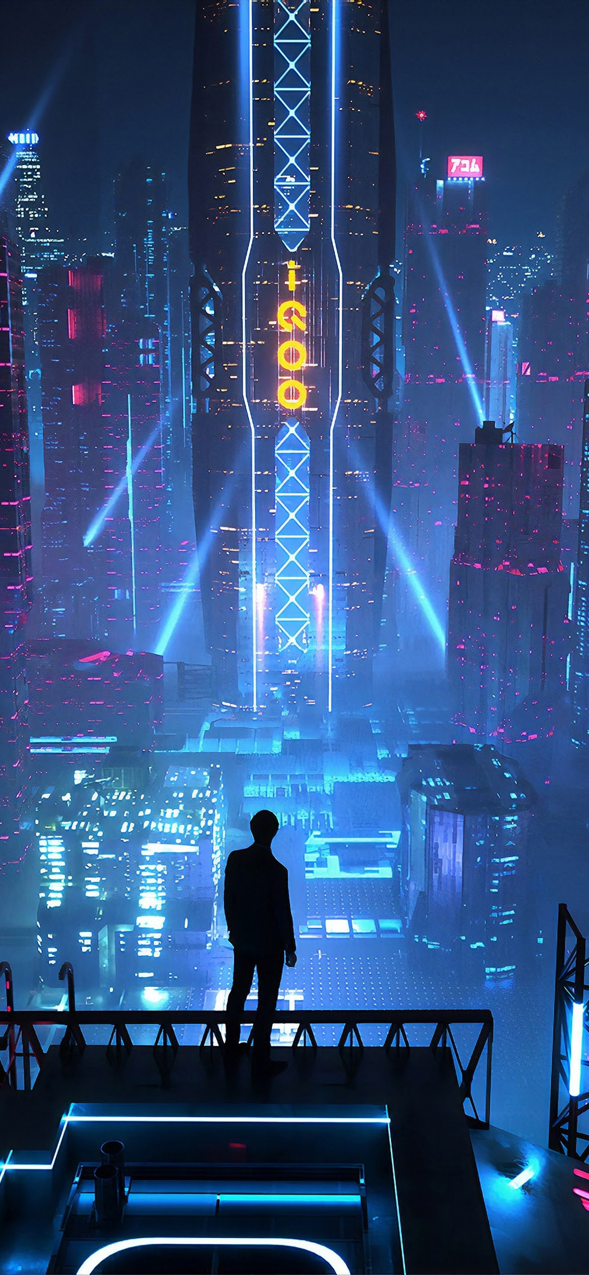 1170x2540 Sci Fi City Buildings Night Cityscape 4K Wallpaper, Phone