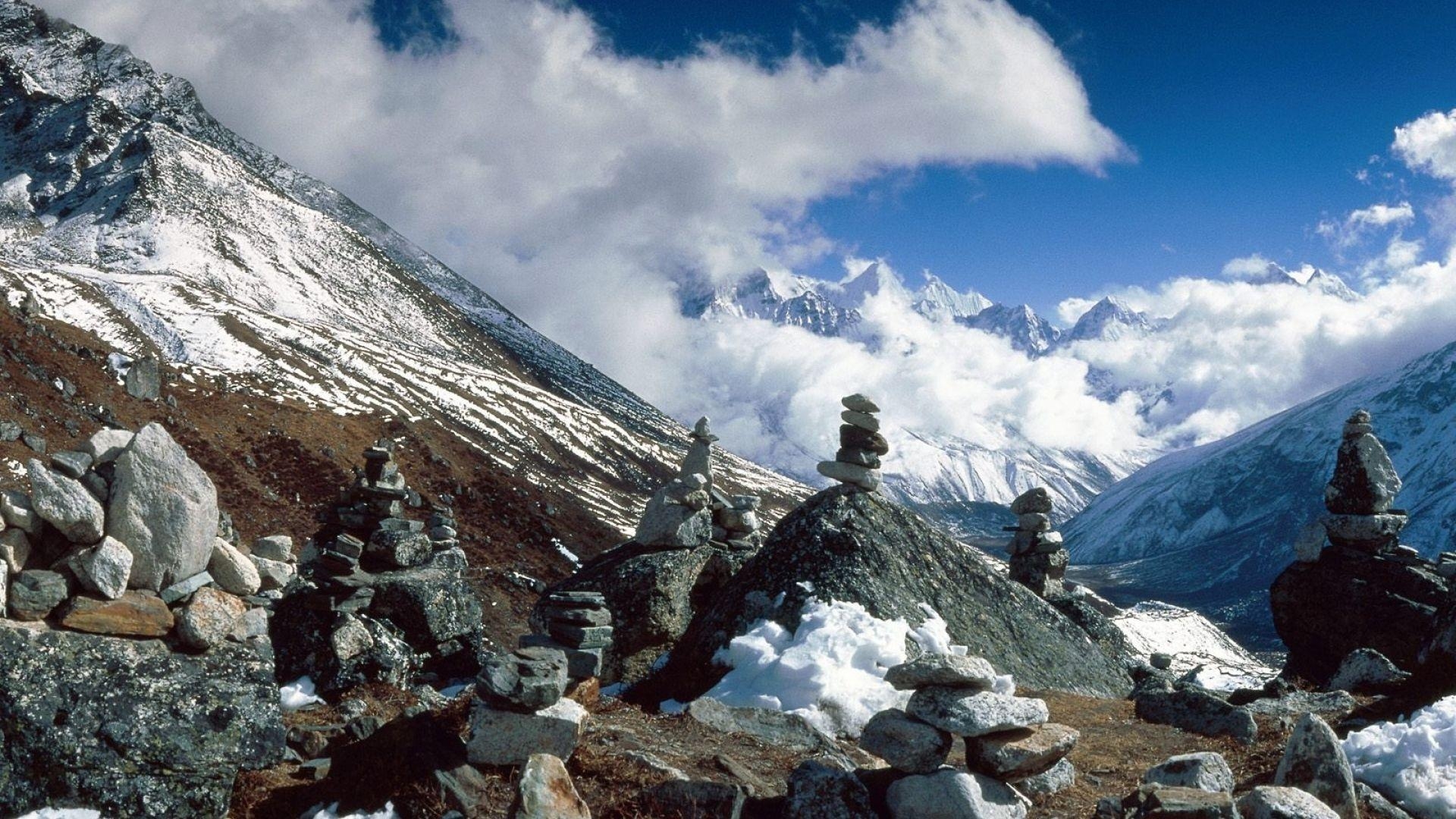 1920x1080 Stones mountains balance height himalayas nepal, Desktop