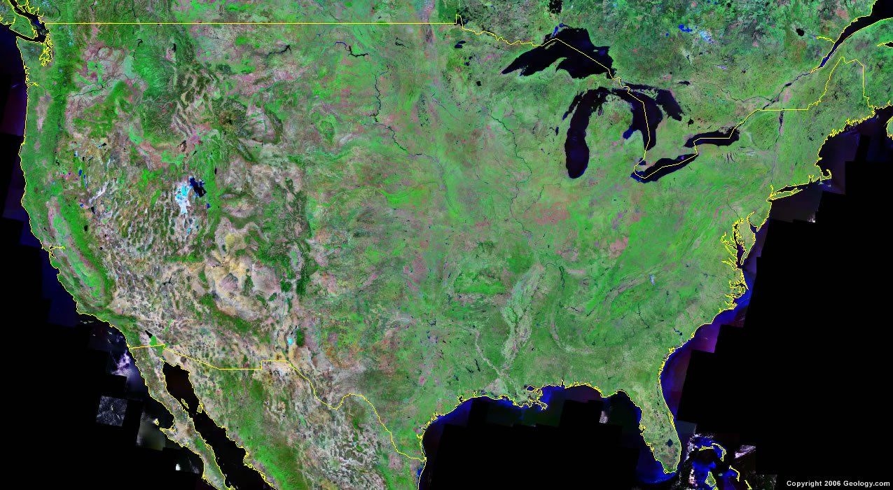 1280x700 United States Map and Satellite Image, Desktop