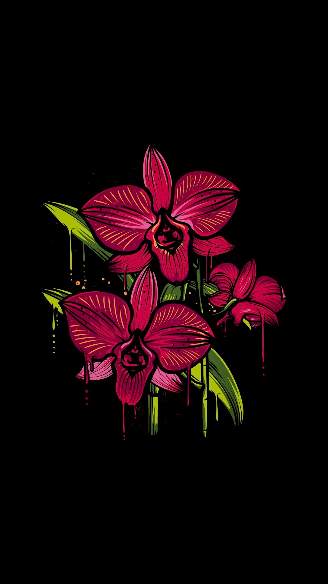 1080x1920 Theme AMOLED Red Flowers, Phone
