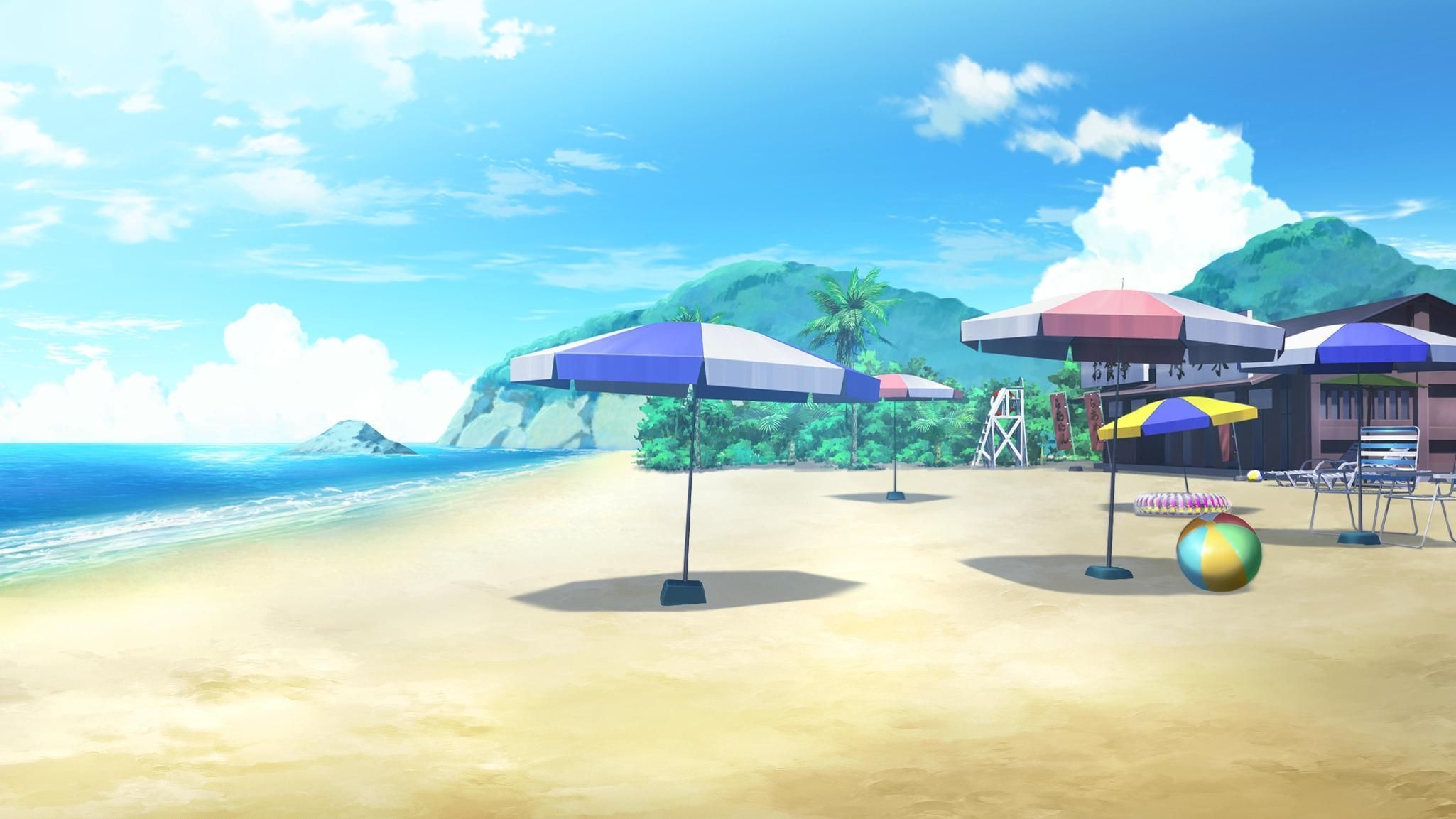 2050x1160 Anime Beach Wallpaper Free Anime Beach Background, Desktop