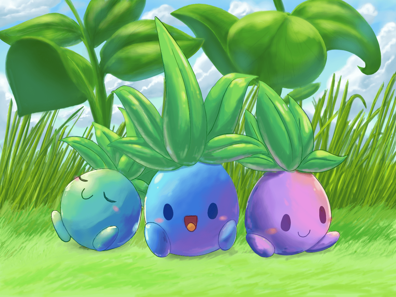 1280x960 Three colorful Oddish, Desktop