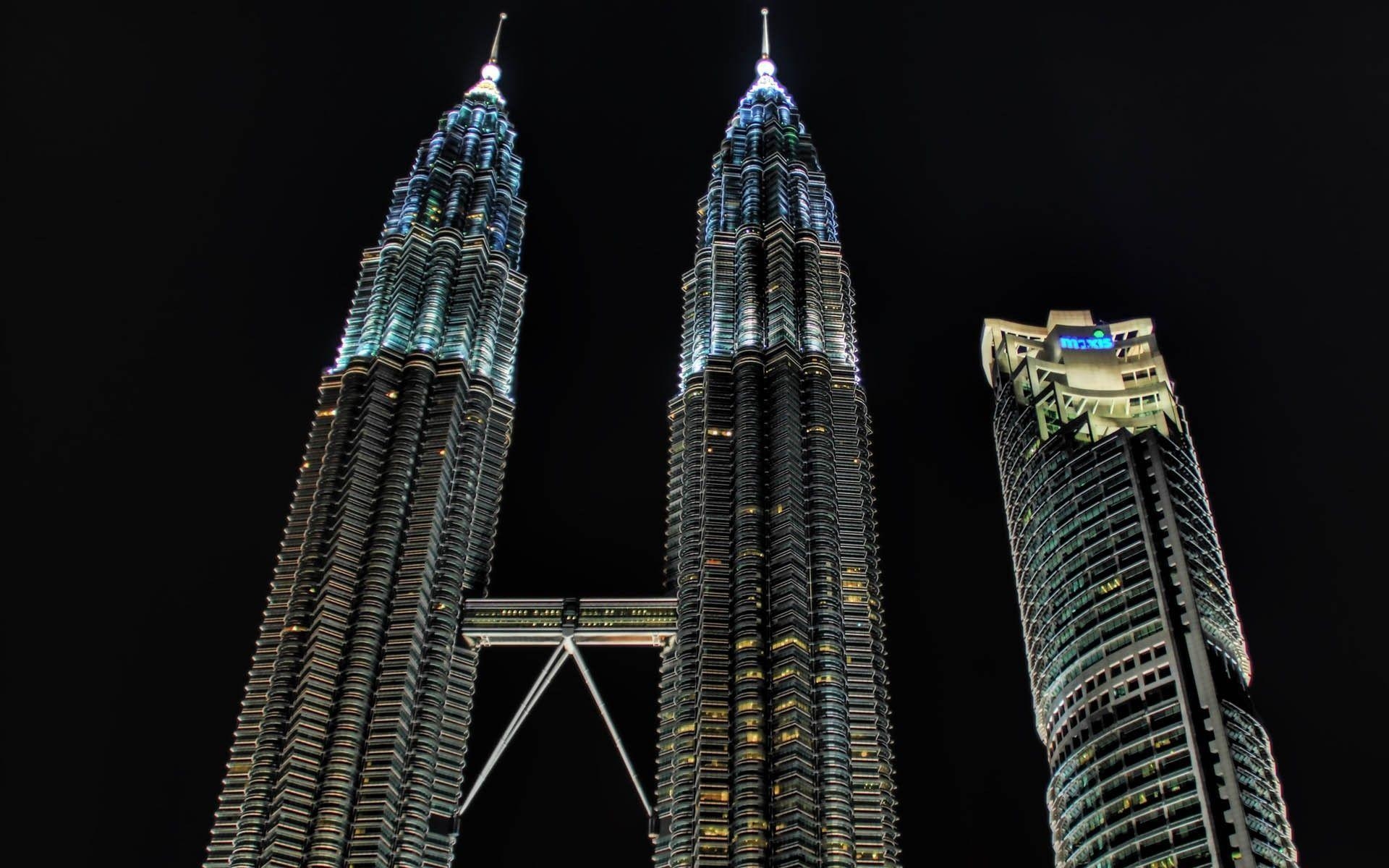 1920x1200 Petronas Towers at Night widescreen wallpaper. Wide, Desktop