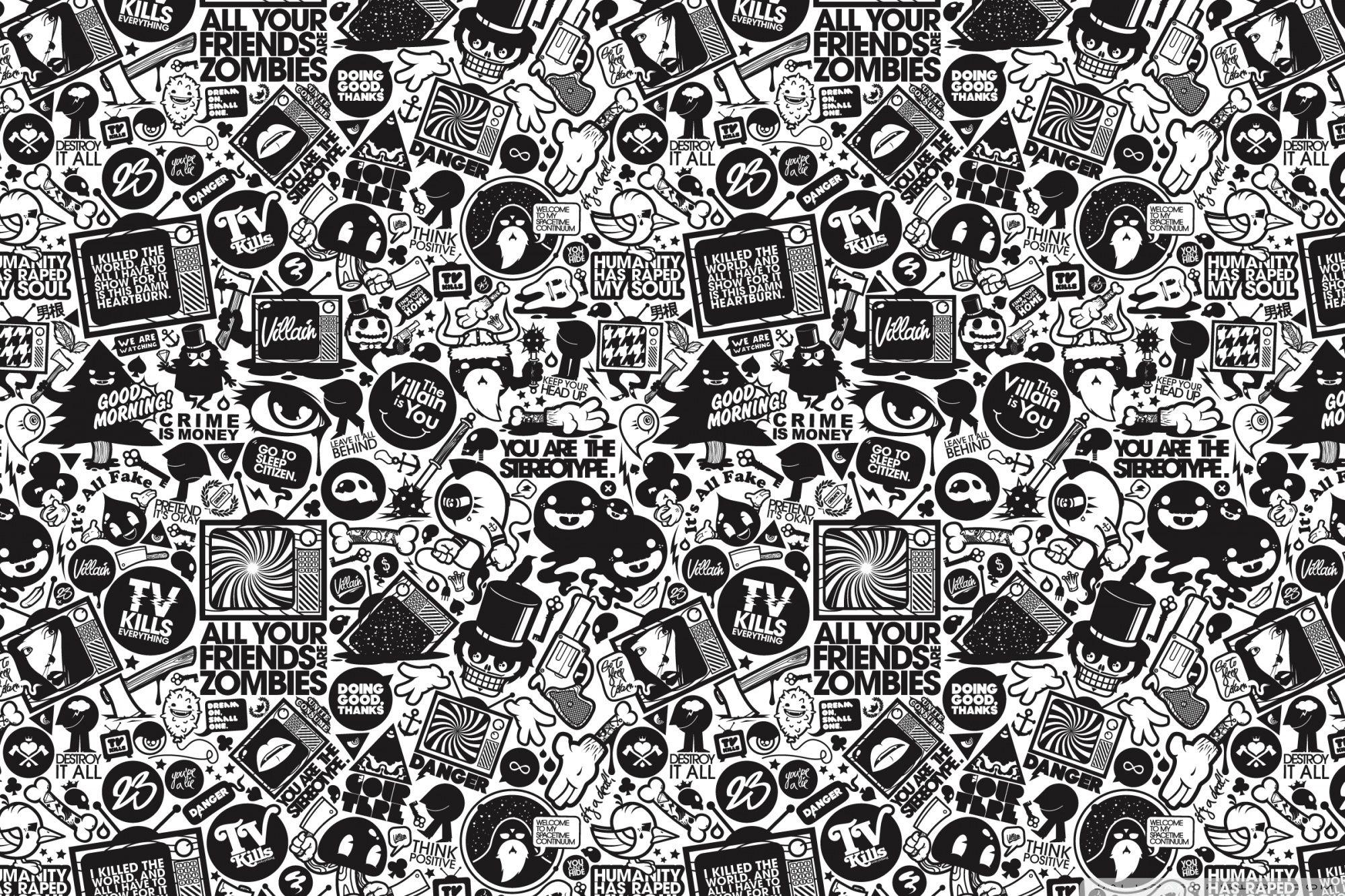 2000x1340 Black And White Cartoon Wallpaper.wallpaper House.com, Desktop