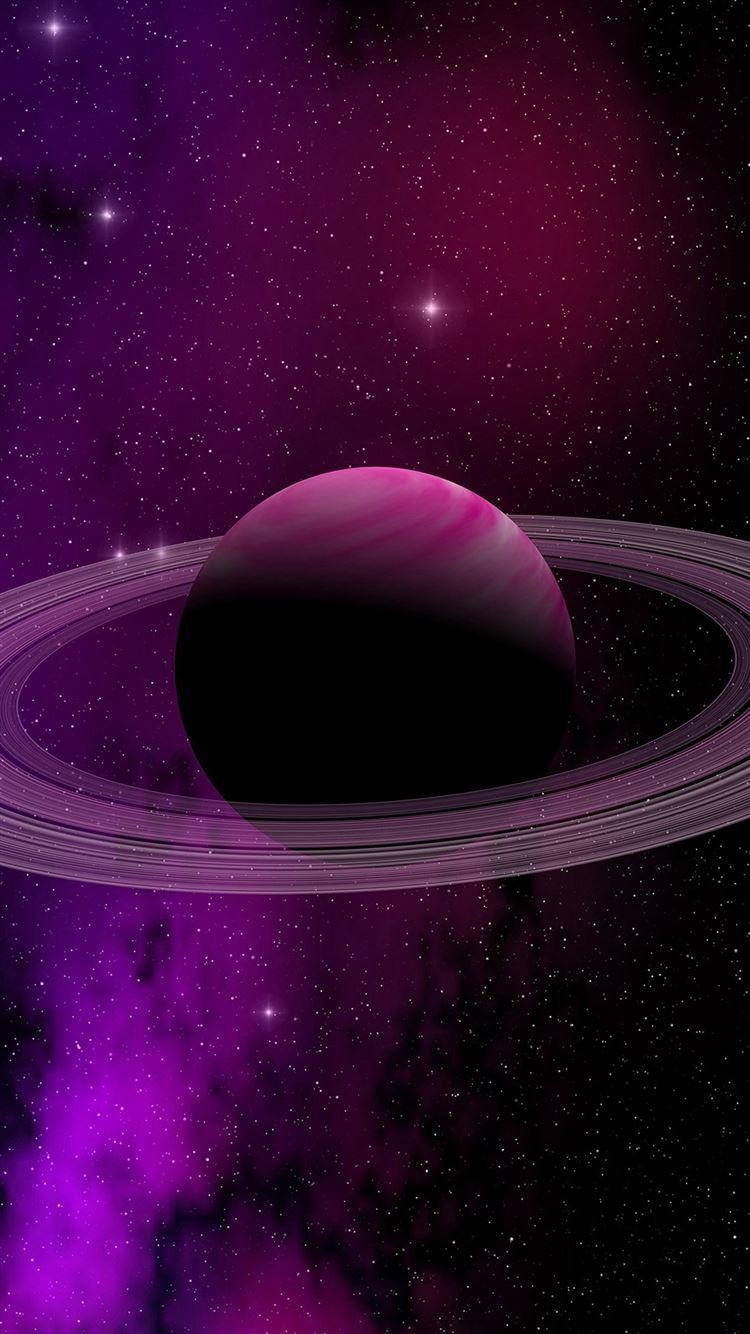 750x1340 Space Planet Saturn Star Art Illustration Purple iPhone 8 Wallpaper Free Download, Phone