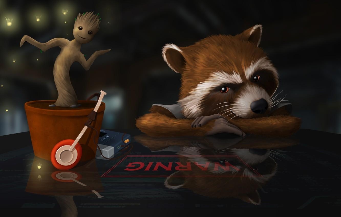 1340x850 Wallpaper rocket, raccoon, groot, guardians of the galaxy image for desktop, section фильмы, Desktop