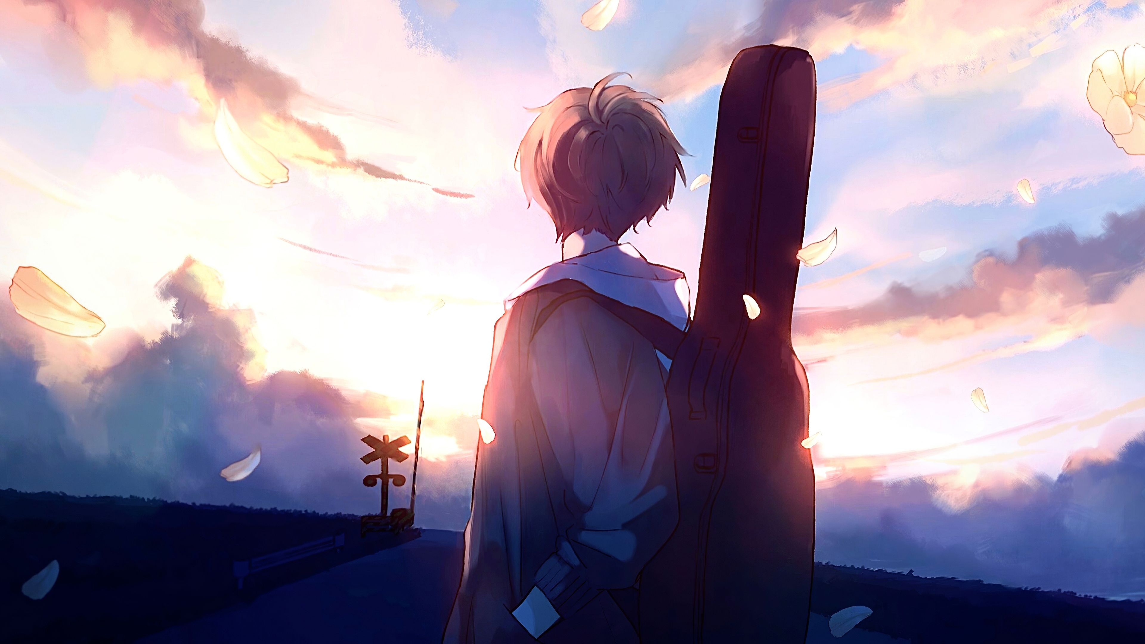 3840x2170 Anime Boy Guitar Painting. Anime boy, Instagram dp, Anime wallpaper live, Desktop