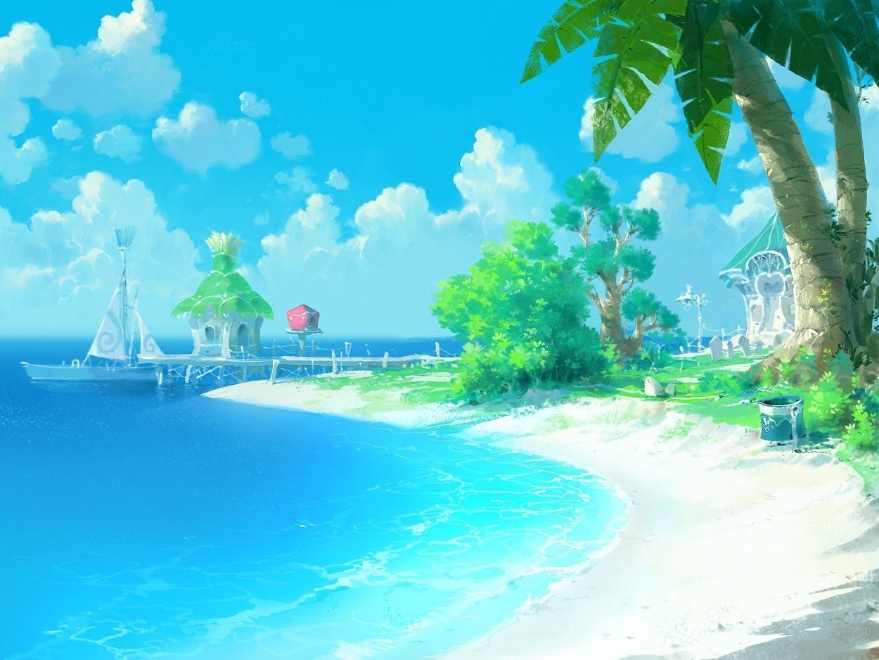 1250x940 Anime Summer Beach Wallpaper Free Anime Summer Beach Background, Desktop