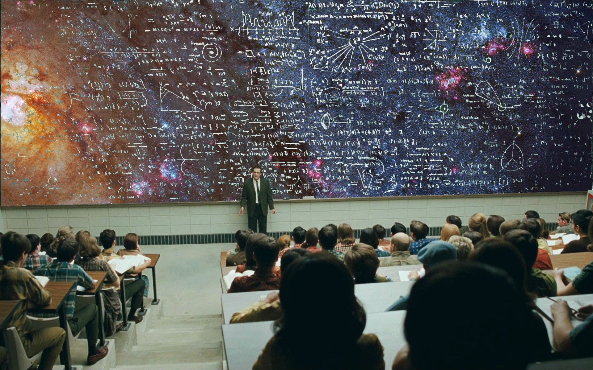 1920x1200 Blackboard, Space, Universities, Universe, Science, A Serious Man, Chalkboard, Nebula, Mathematics, Physics, Students Wallpaper HD / Desktop and Mobile Background, Desktop