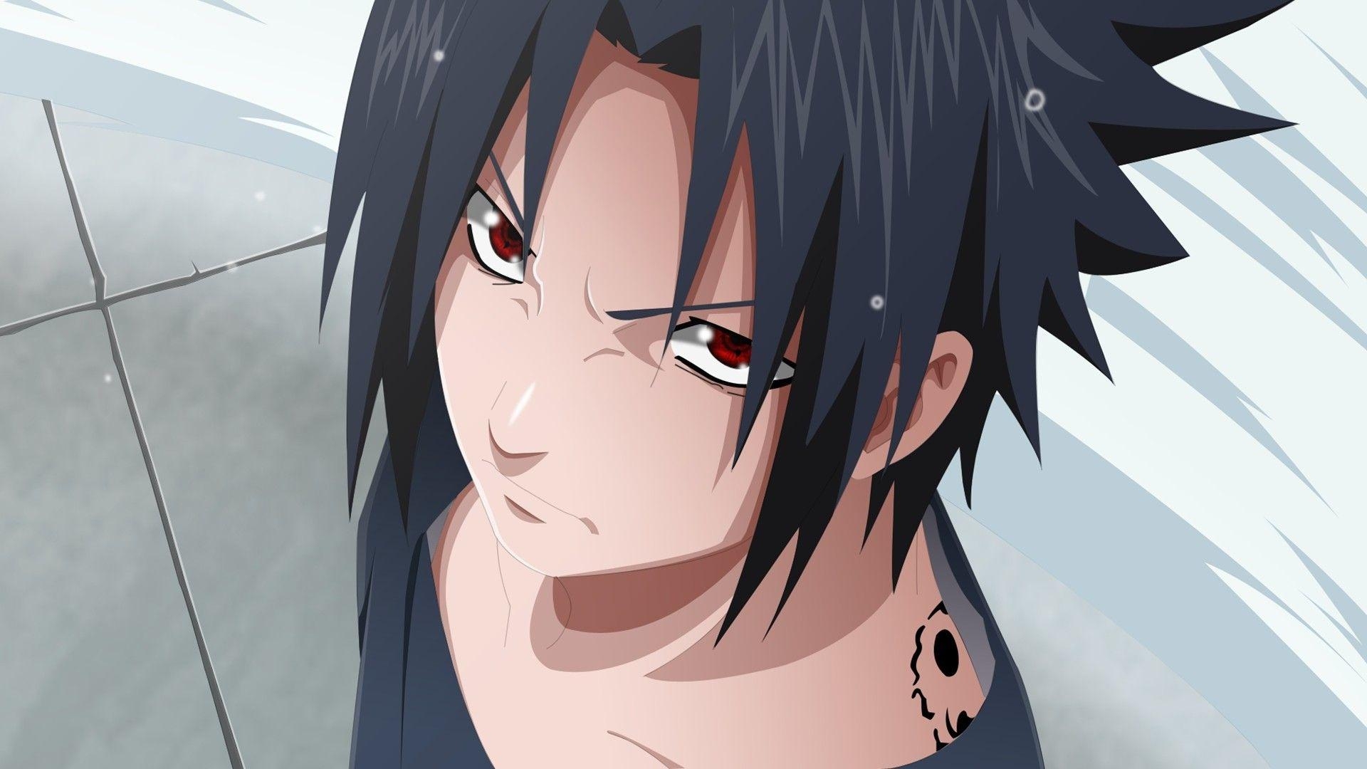 1920x1080 Uchiha Sasuke, Sharingan, red eyes, anime boys, looking up, curse, Desktop