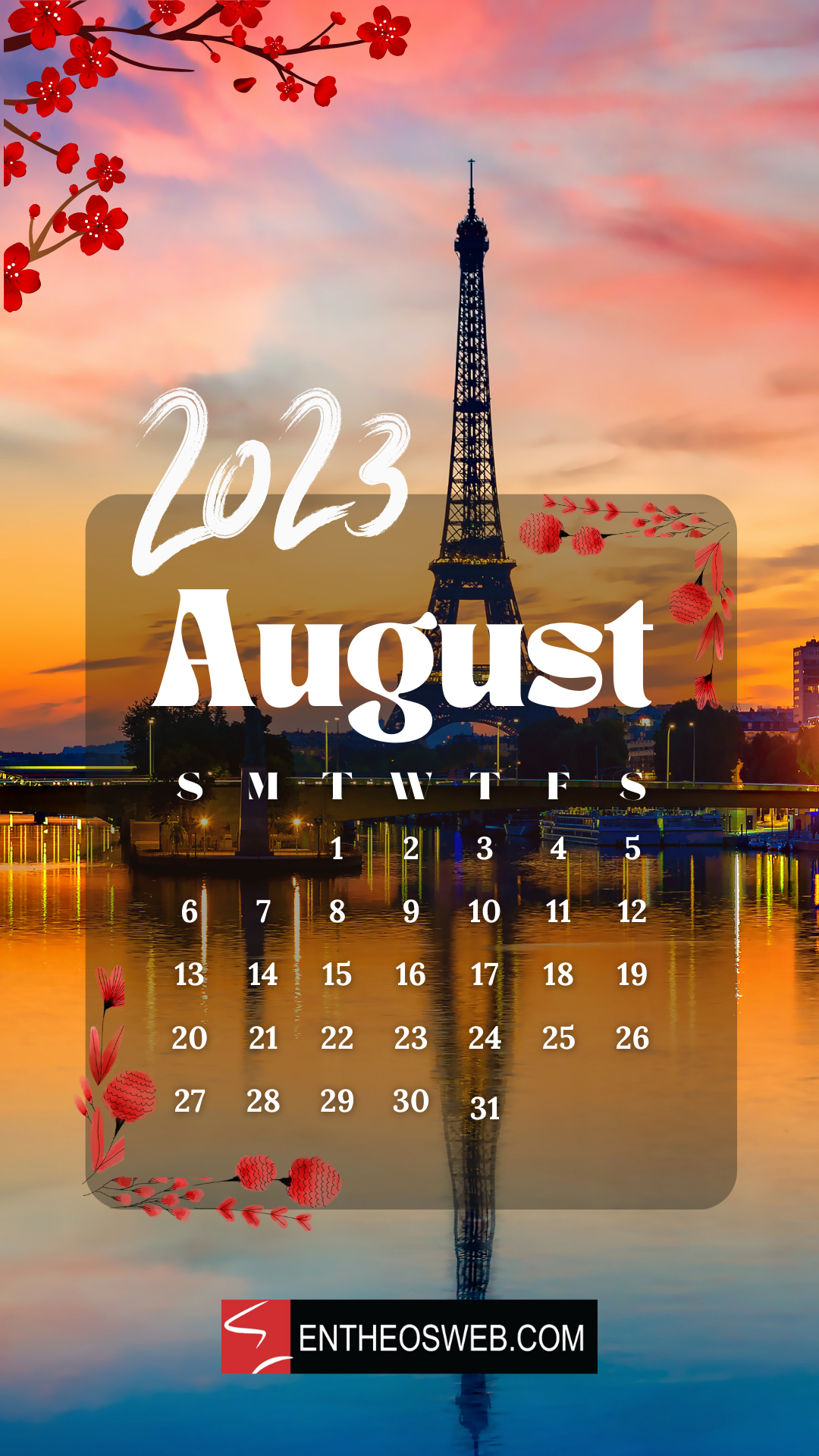 1080x1920 August 2023 Calendar Phone Wallpaper, Phone