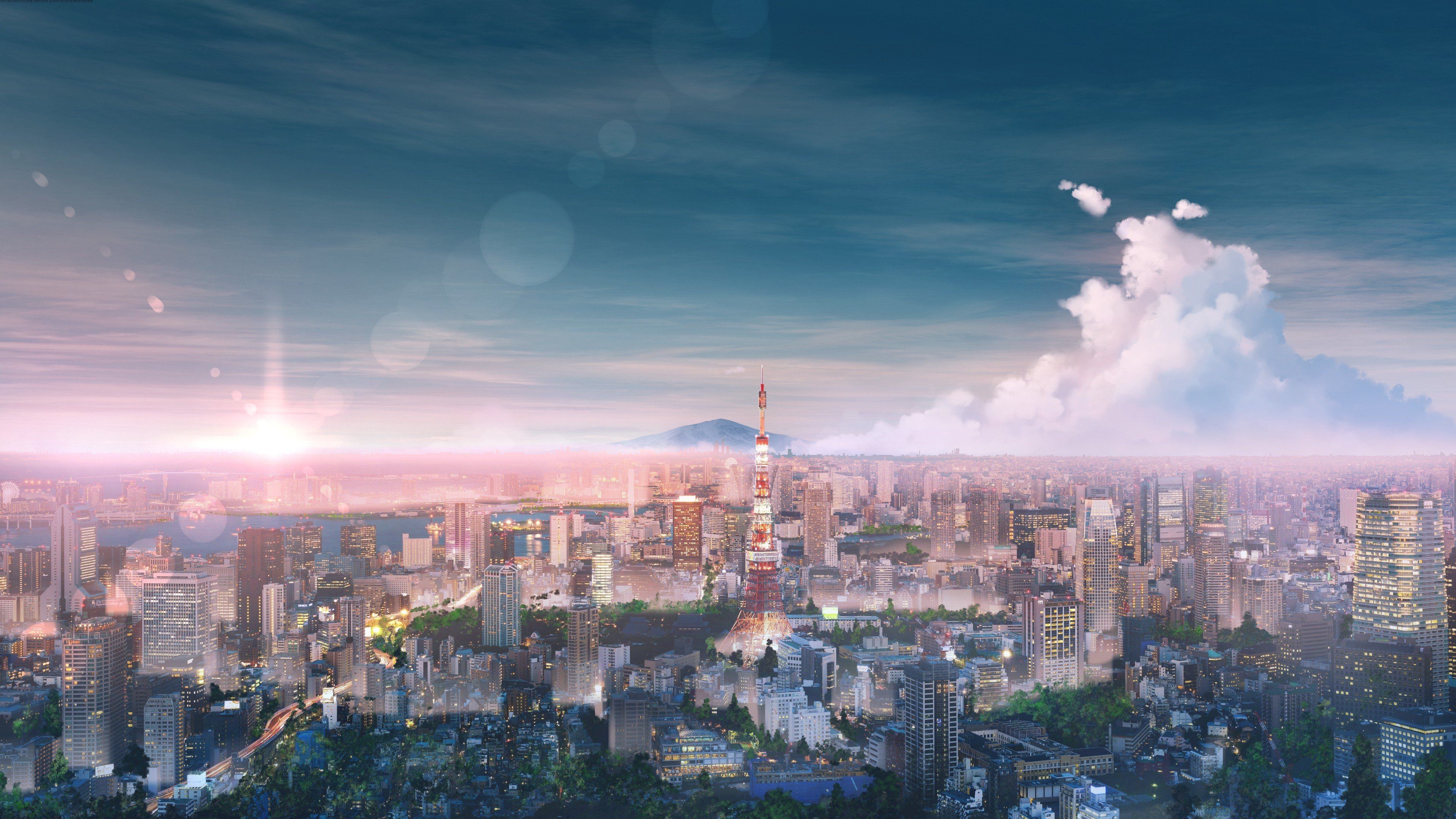 3840x2160 4k Wallpaper Anime City, Desktop