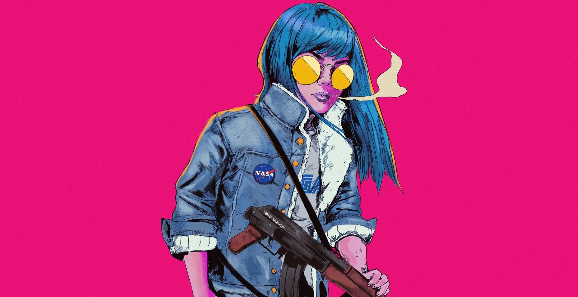 1920x990 Cool Aesthetic Girl Pop Art Wallpaper, Desktop