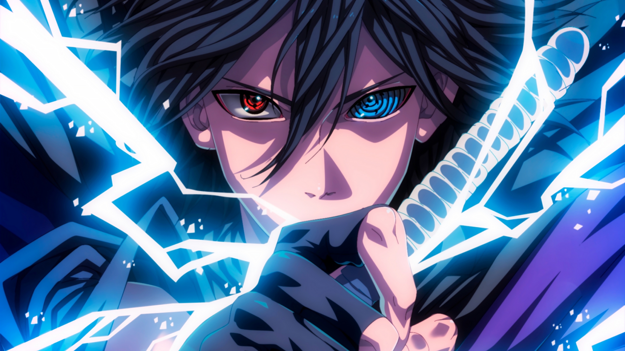 2560x1440 Sasuke Sharingan Rinnegan Eyes Lightning Anime Wallpaper 4k Ultra HD, Desktop