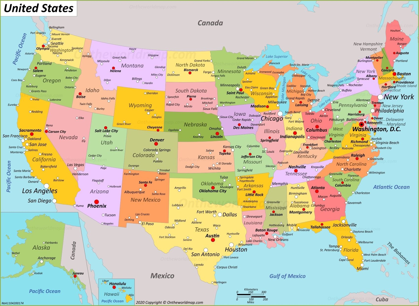 1700x1240 USA Map. Maps of United States of America (USA, U.S.), Desktop