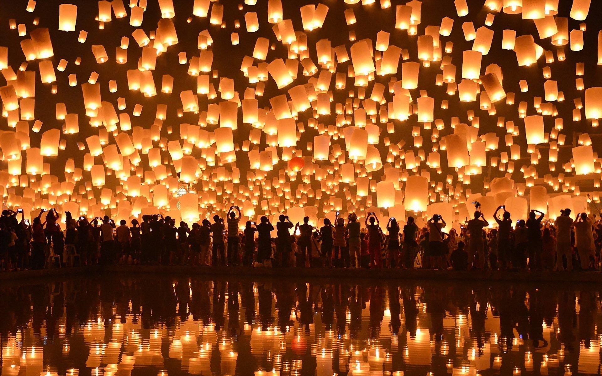 1920x1200 floating lanterns loi krathong festival chiang mai HD wallpaper, Desktop