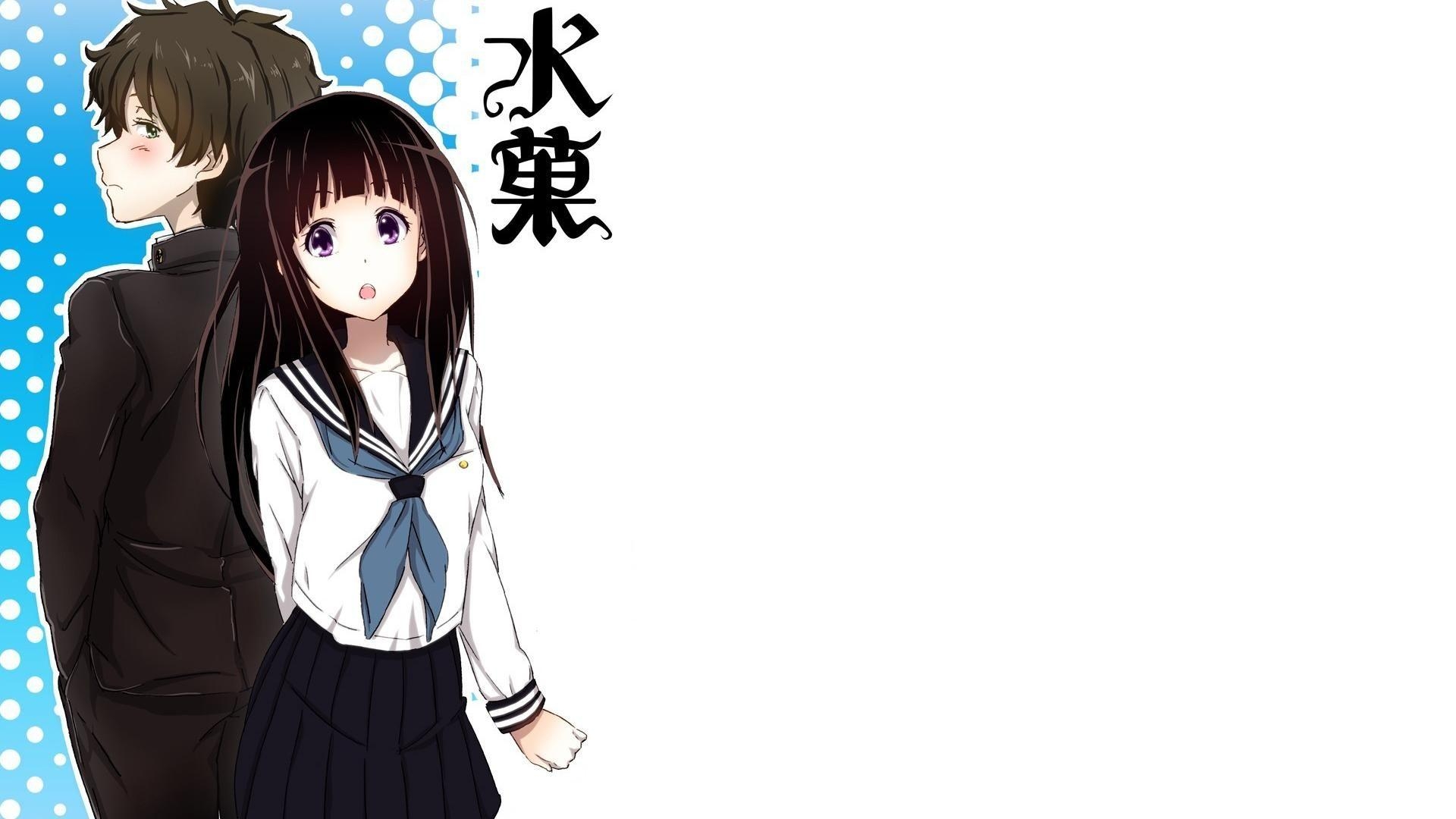 1920x1080 Eyes simple background girls white black hyouka wallpaper, Desktop