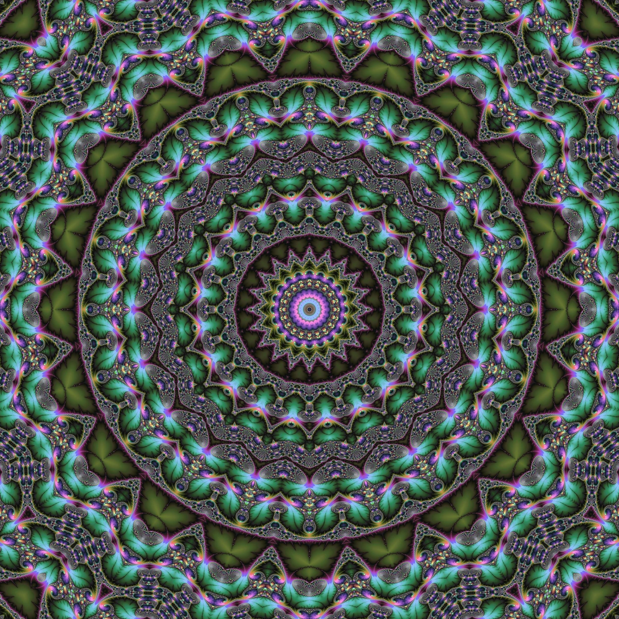 2500x2500 Mandala Kaleidoscope Fractal Pattern Circles Abstract Stock, Phone