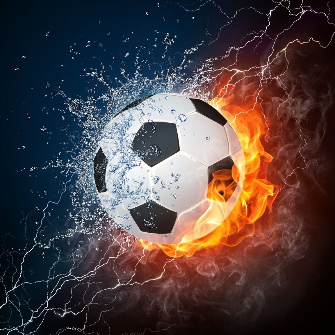 1160x1160 Soccer Ball Water and Fire Backdrop. Soccer ball, Soccer wall art, Soccer art, Phone