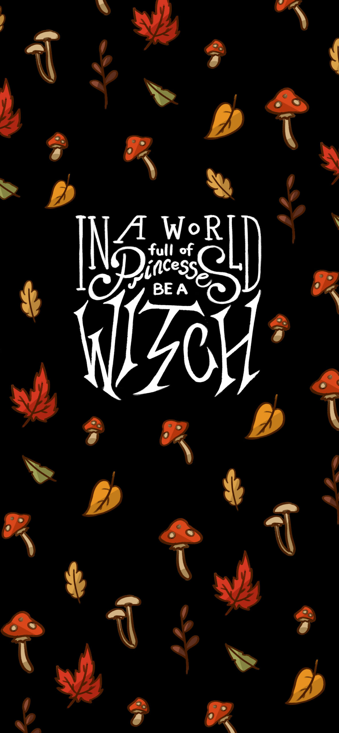 1190x2560 Witchy Fall Black Wallpaper, Phone